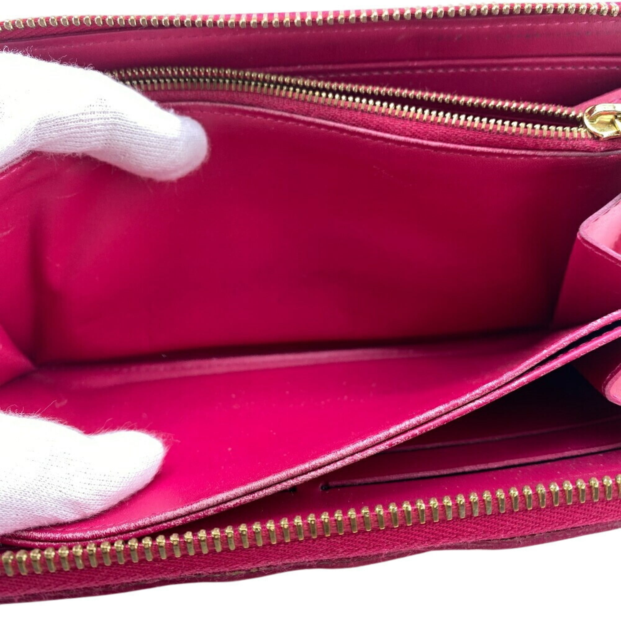 Louis Vuitton Pink Red Color Vernis Leather Long Wallet (Bi-Fold) (Pre-Owned)