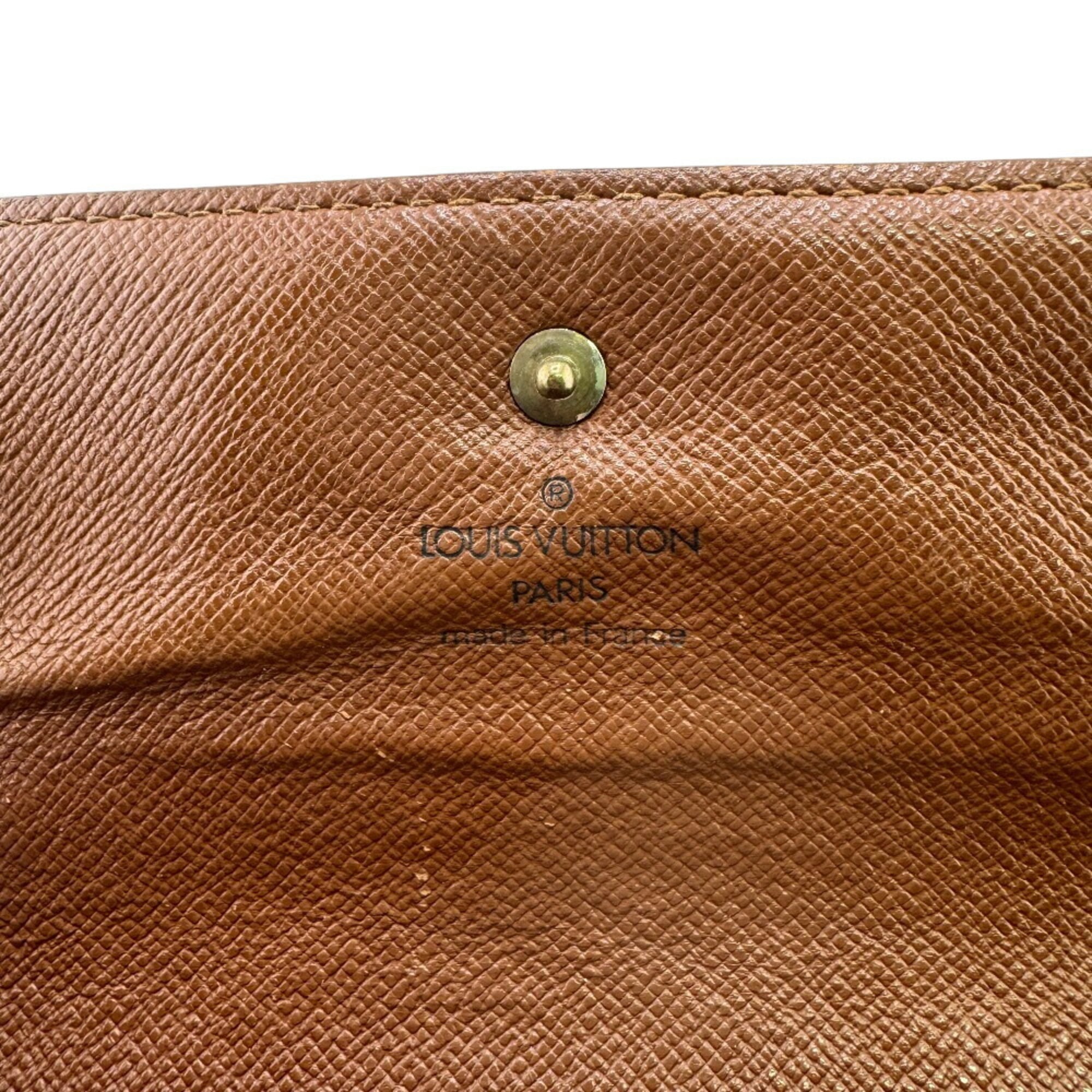 Louis Vuitton Brown Leather Long Wallet (Tri-Fold) (Pre-Owned)
