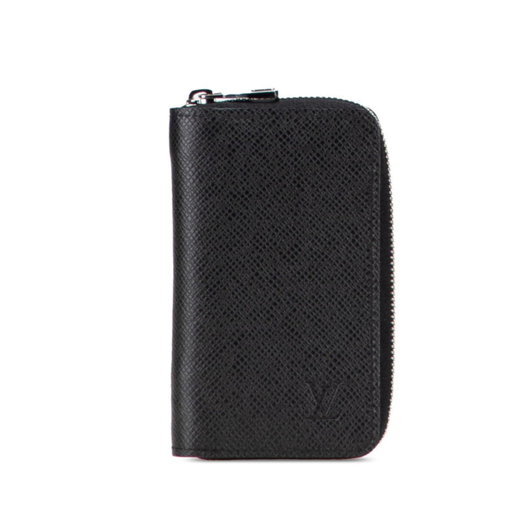 Louis Vuitton Taiga Ardoise Black Leather Coin Purse/Coin Case (Pre-Owned)