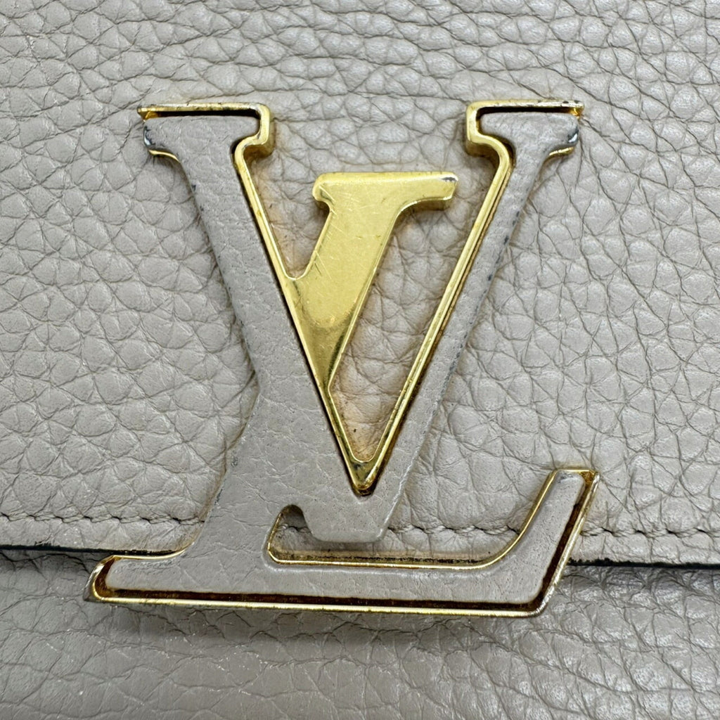 Louis Vuitton Beige Grayish Leather Long Wallet (Bi-Fold) (Pre-Owned)
