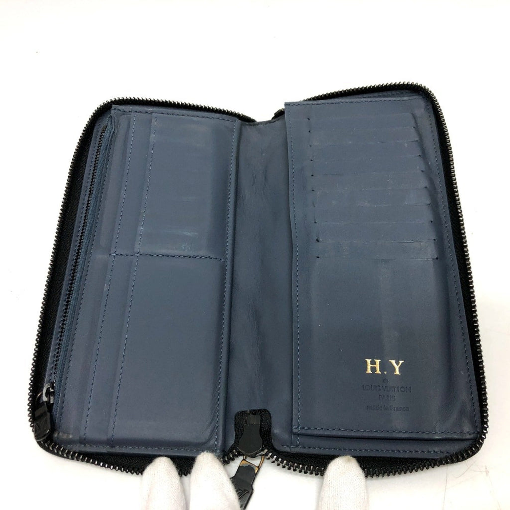Louis Vuitton Monogram Shadow Galle Navy Monogram Shadow Long Wallet (Bi-Fold) (Pre-Owned)