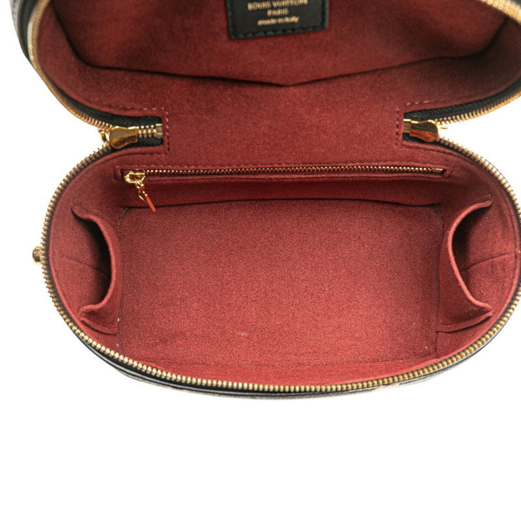 Louis Vuitton Beige Black Monogram Leather Shoulder Bag Vanity Bag (Pre-Owned)