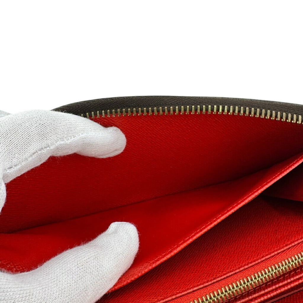Louis Vuitton Brown Red Color Leather Long Wallet (Bi-Fold) (Pre-Owned)