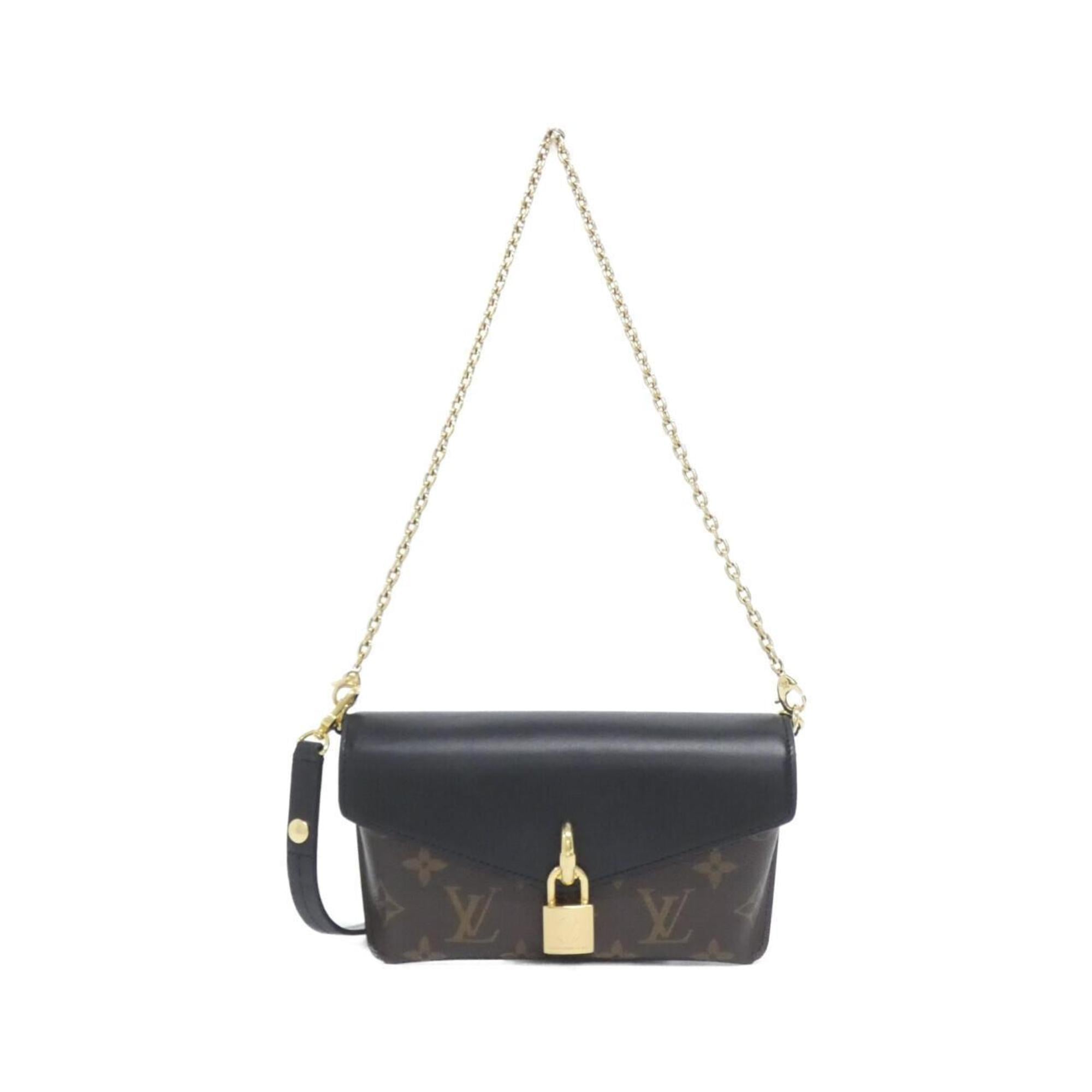 Louis Vuitton Black Marron Coated Canvas Leather Shoulder Bag (Pre-Owned)