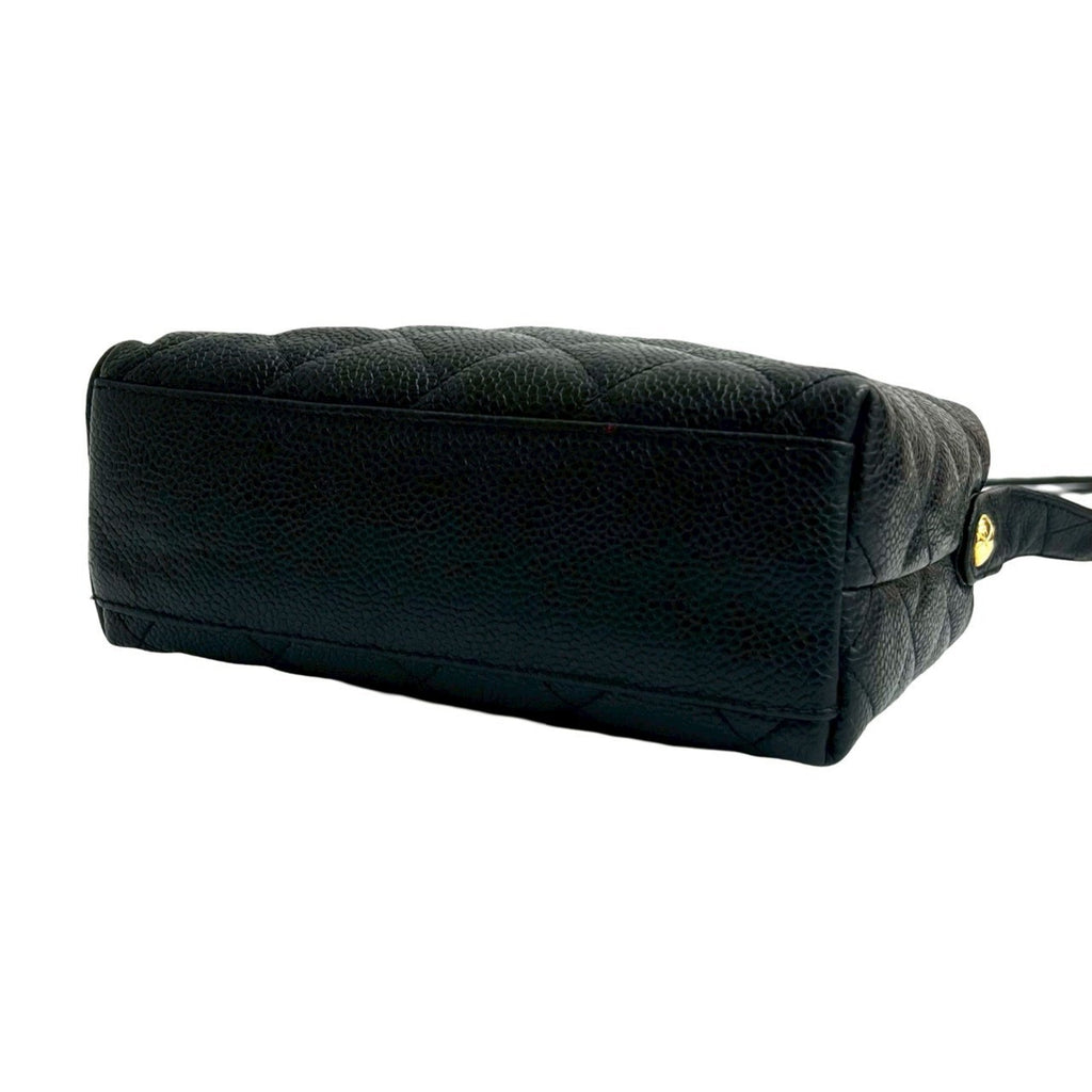 Vintage CC Flap Shoulder Bag Quilted Caviar Small