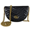 GG Marmont Half Moon Flap Crossbody Bag Matelasse Leather Mini