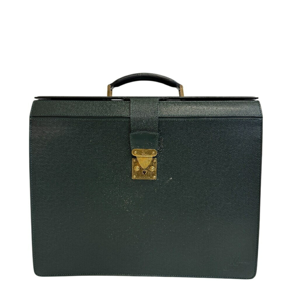 Louis Vuitton Taiga Green Taiga Leather Briefcase (Pre-Owned)