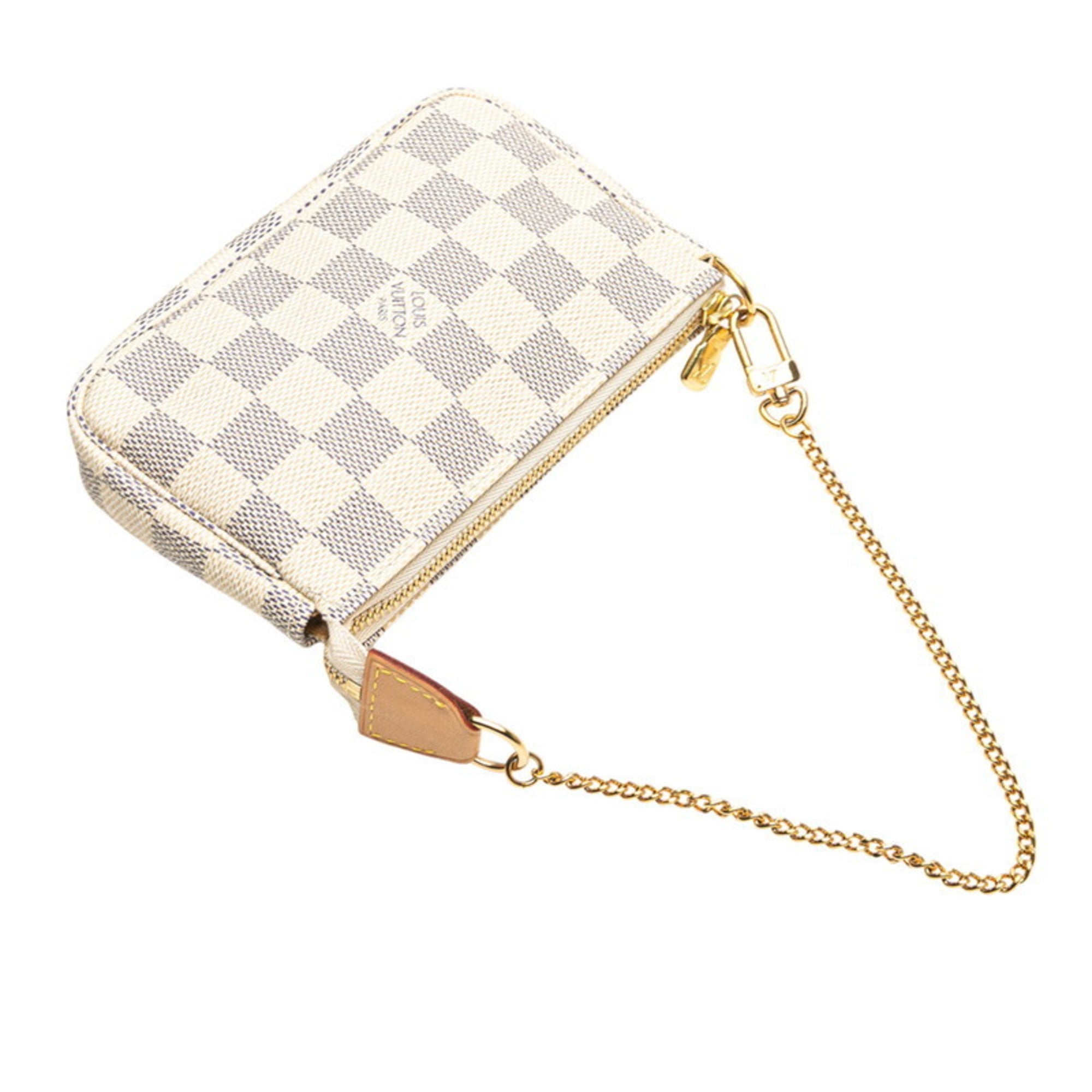 Louis Vuitton Damier Azur White Pvc Leather Handbag Pochette (Pre-Owned)