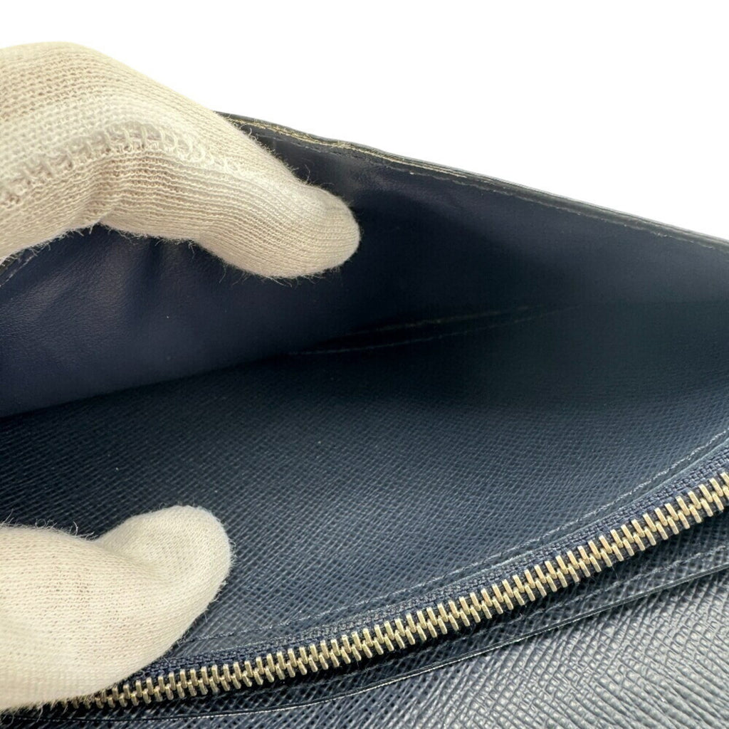Louis Vuitton Navy Leather Long Wallet (Bi-Fold) (Pre-Owned)
