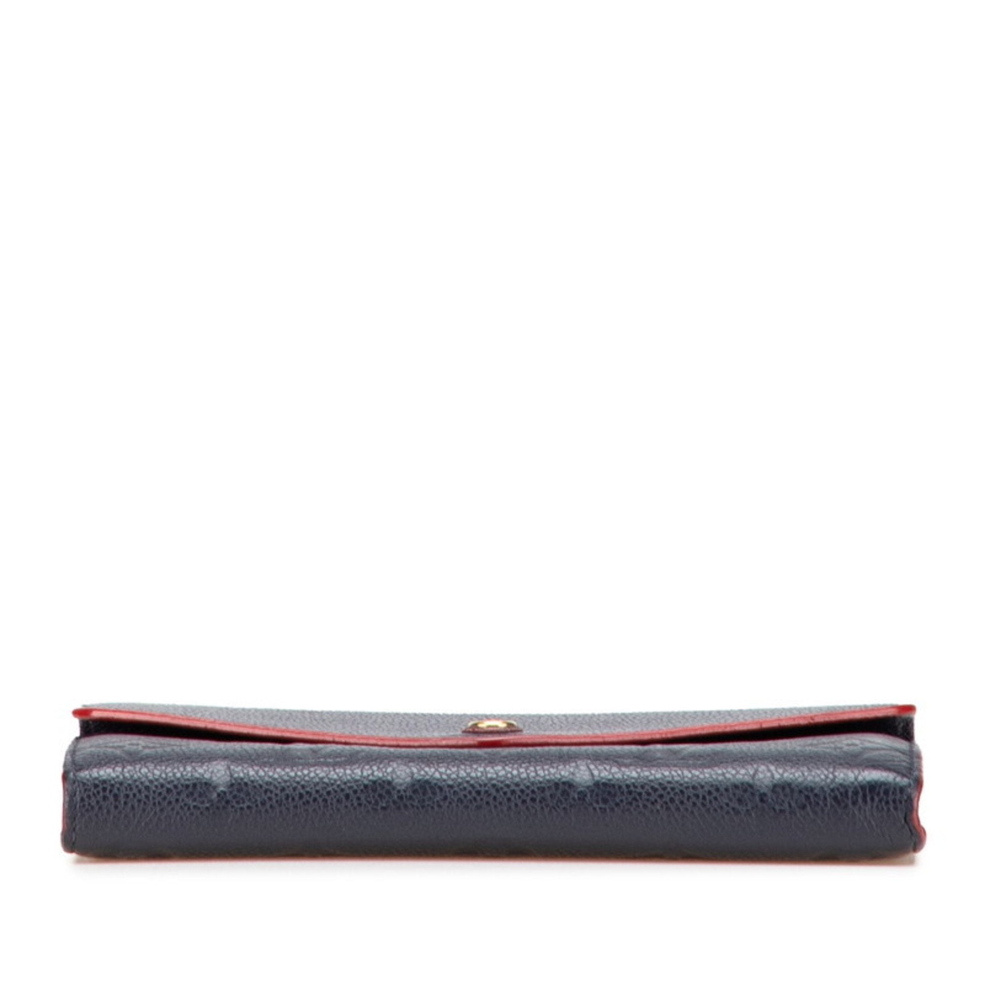 Louis Vuitton Monogram Empreinte Marine Rouge Navy Leather Long Wallet (Bi-Fold) (Pre-Owned)