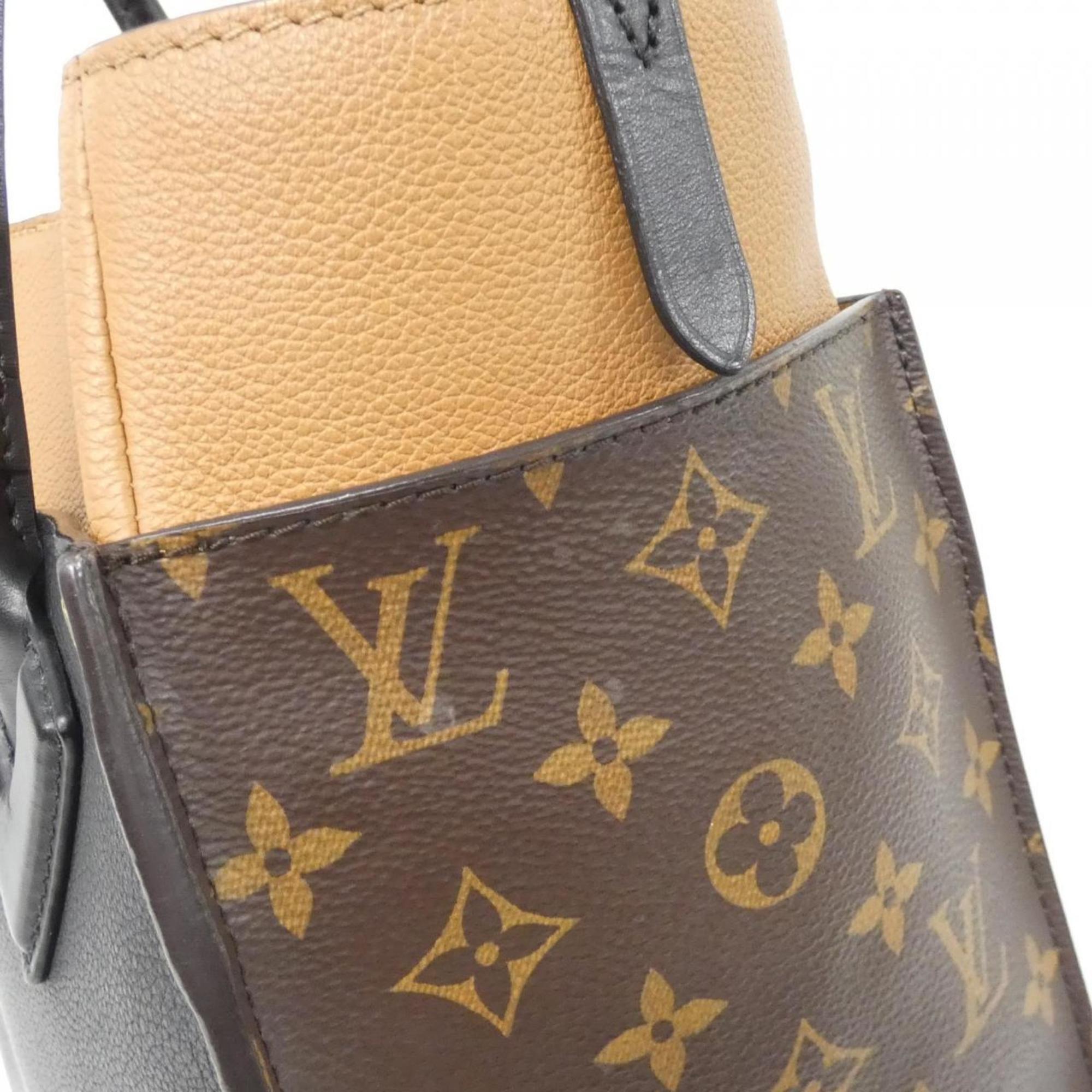 Louis Vuitton Black Leather Coated Canvas Handbag (Pre-Owned)