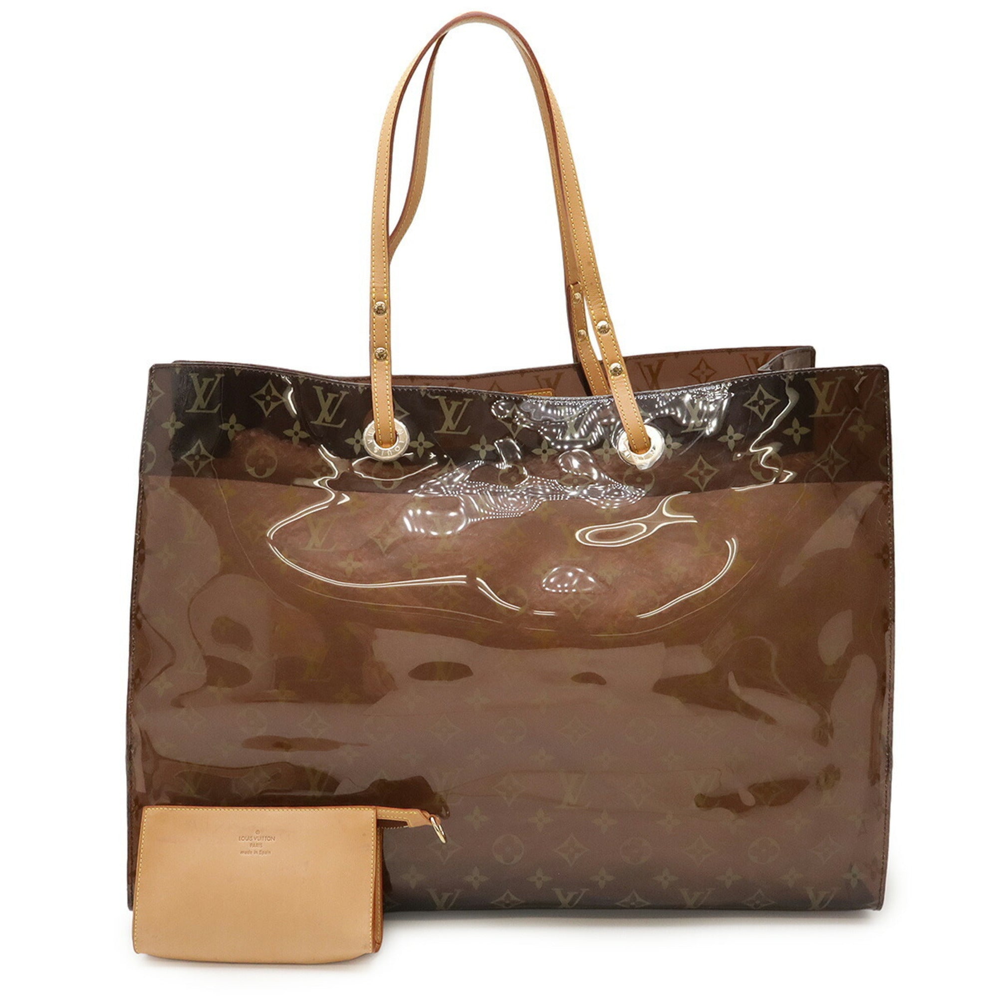 Louis Vuitton Brown Clear Vinyl Leather Beach Bag Shoulder Bag Tote Bag (Pre-Owned)