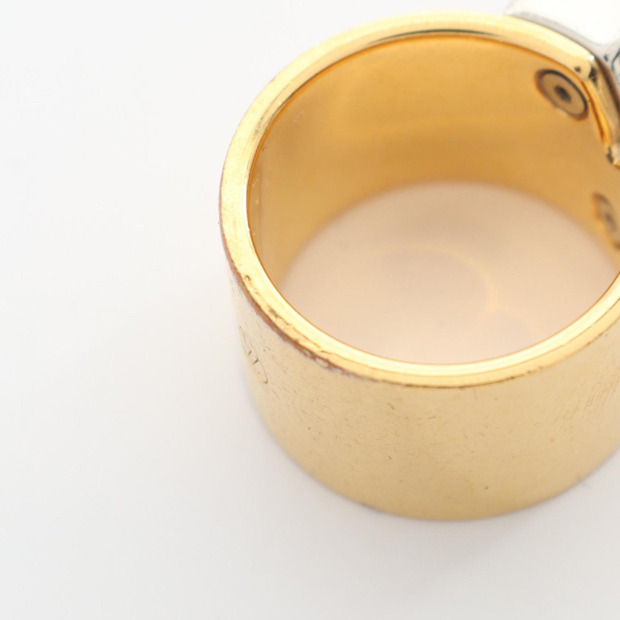Louis Vuitton Gold Silver Gold Plating Stainless Steel Band Ring (Pre-Owned)