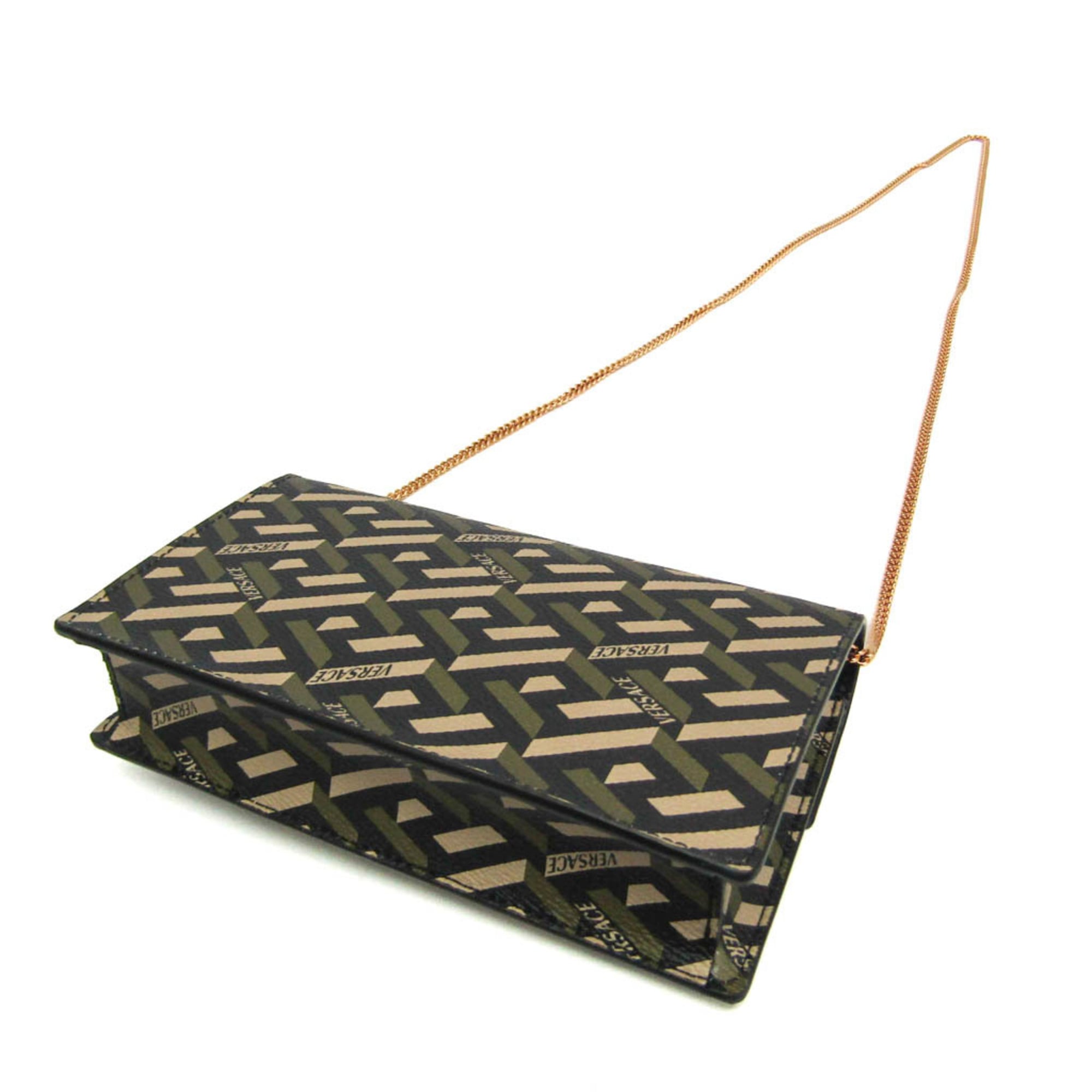 Virtus Chain Wallet La Greca Signature Coated Canvas