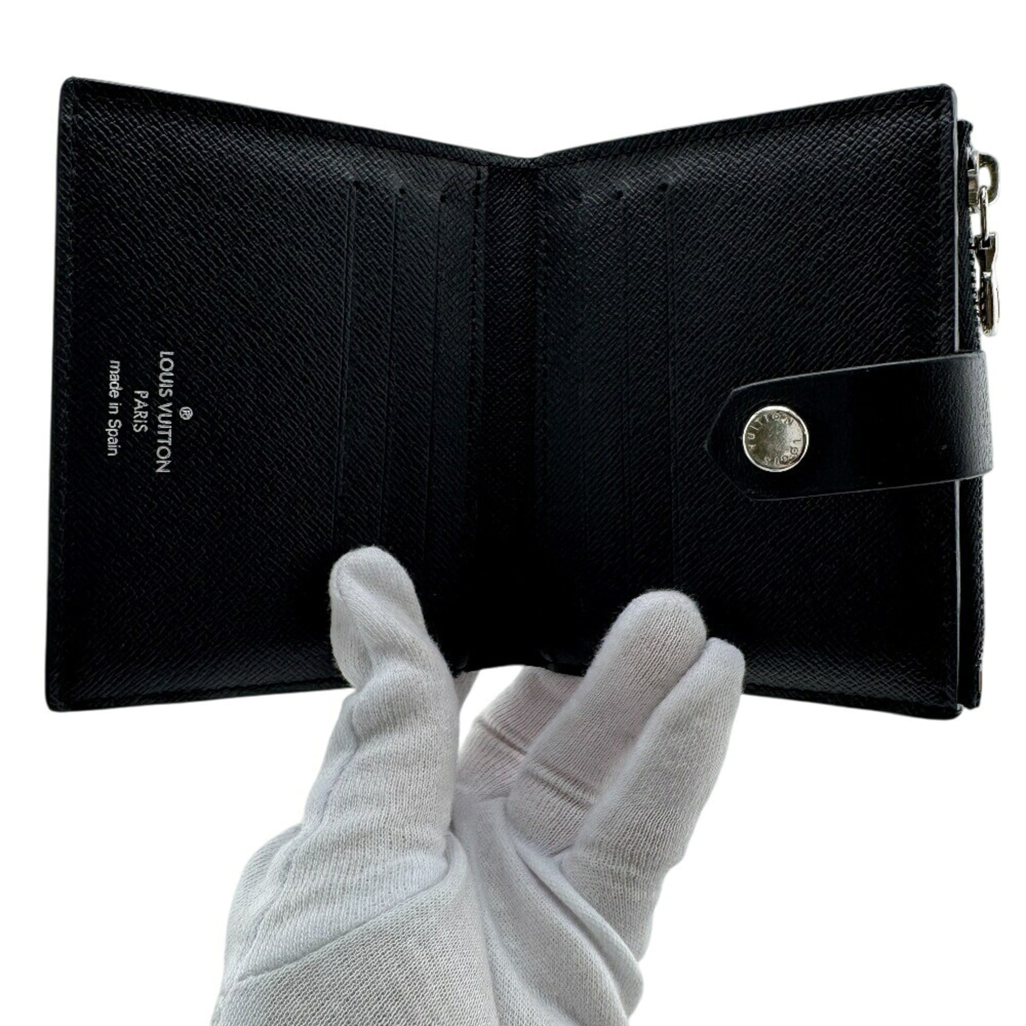 Louis Vuitton Black Gray Leather Wallet (Bi-Fold) (Pre-Owned)