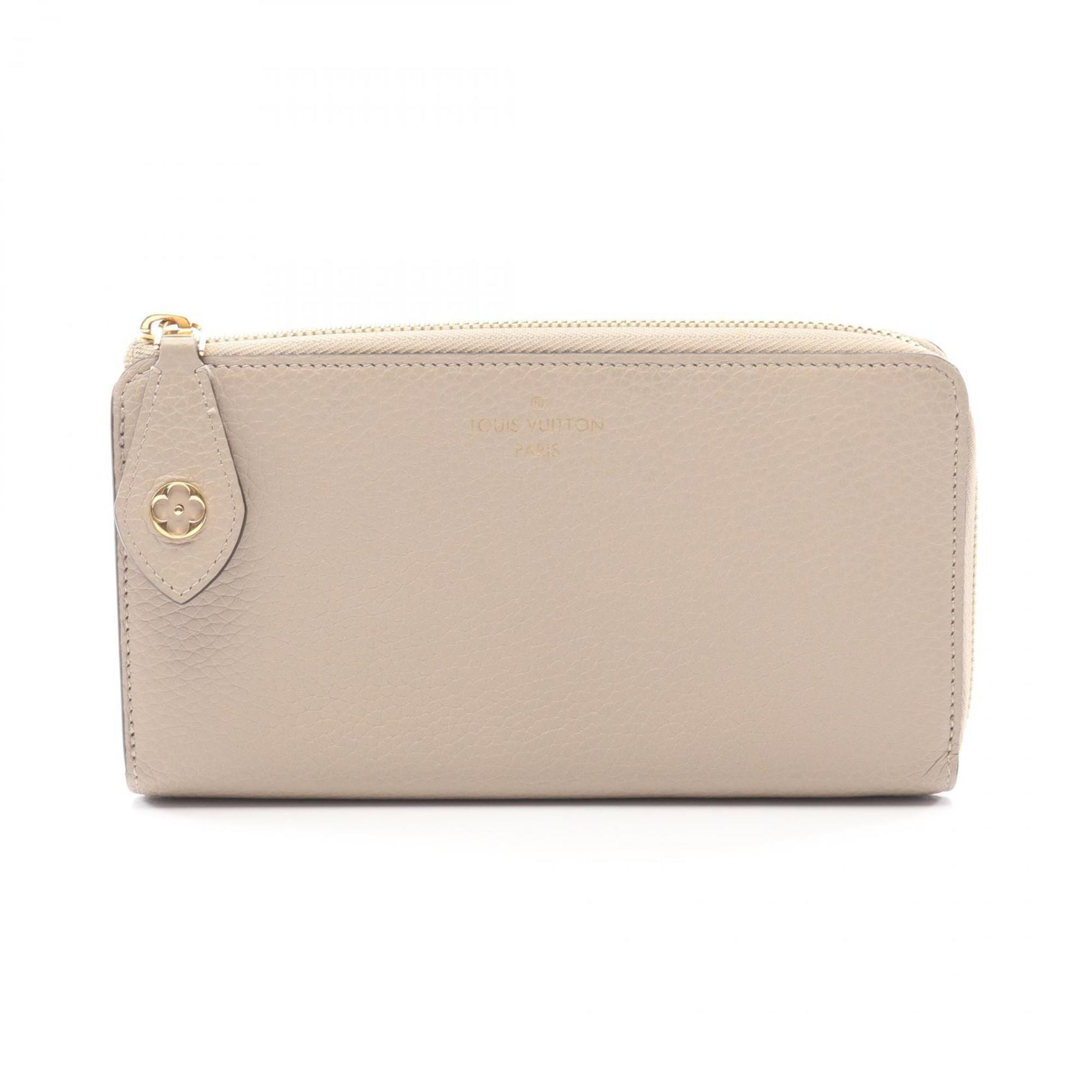 Louis Vuitton Beige Leather Long Wallet (Bi-Fold) (Pre-Owned)