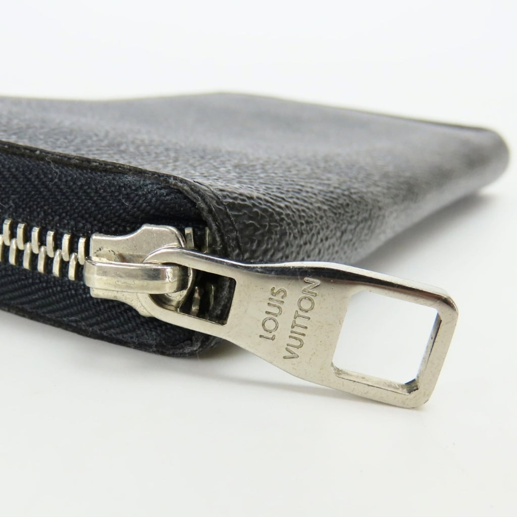 Louis Vuitton Black Gray Damier Graphite Leather Long Wallet (Bi-Fold) (Pre-Owned)