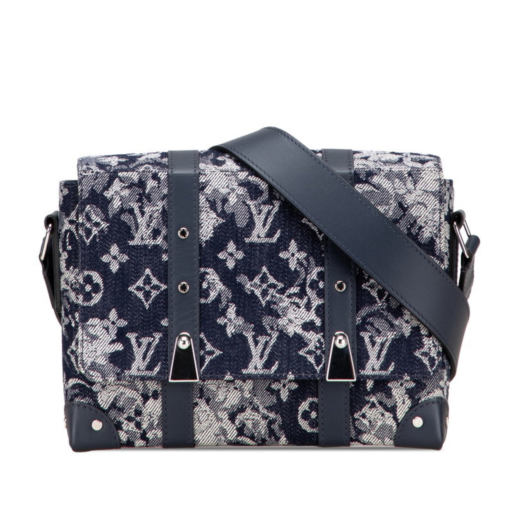 Louis Vuitton Navy Denim Leather Messenger Bag (Pre-Owned)