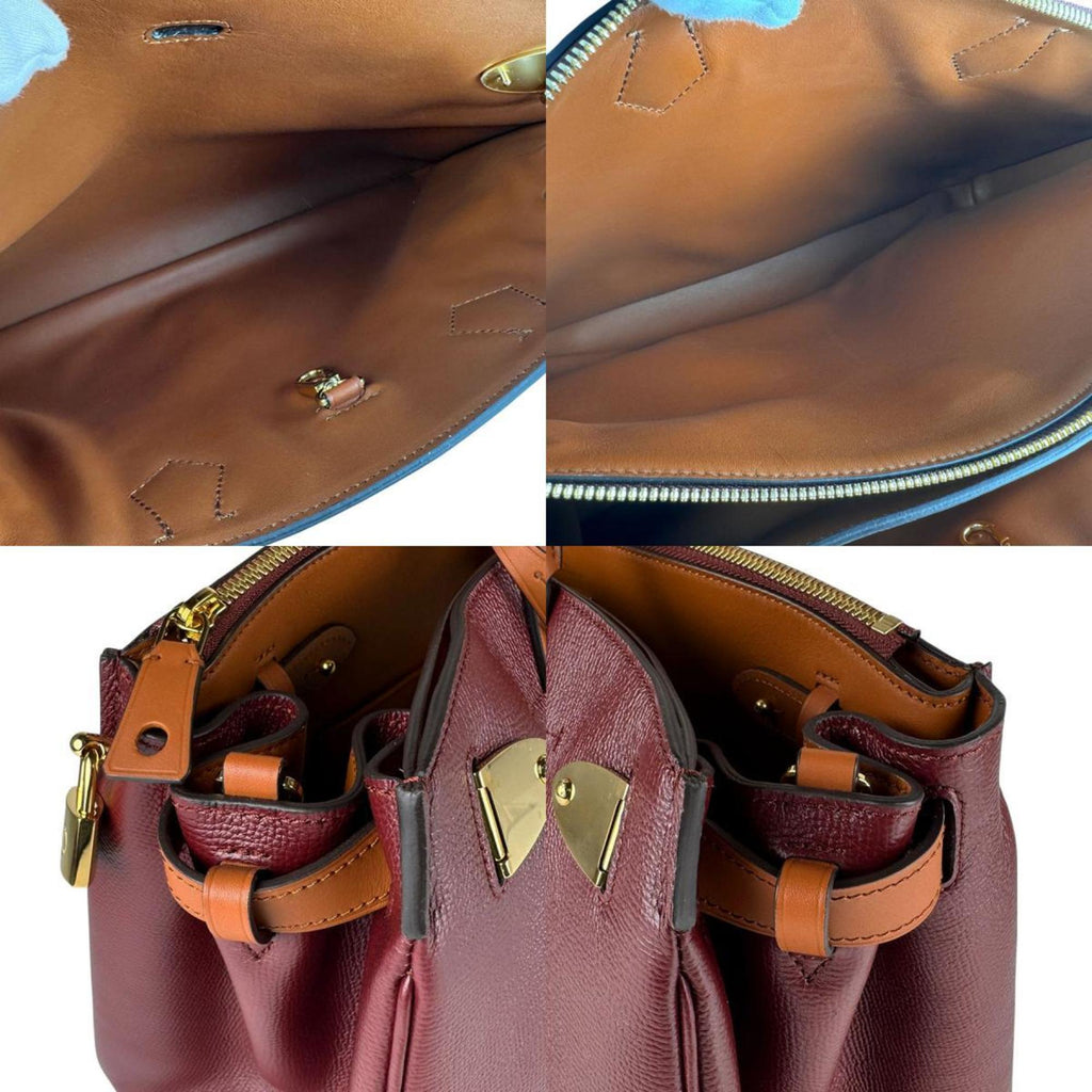 Louis Vuitton Brown Burgundy Leather Handbag Shoulder Bag (Pre-Owned)
