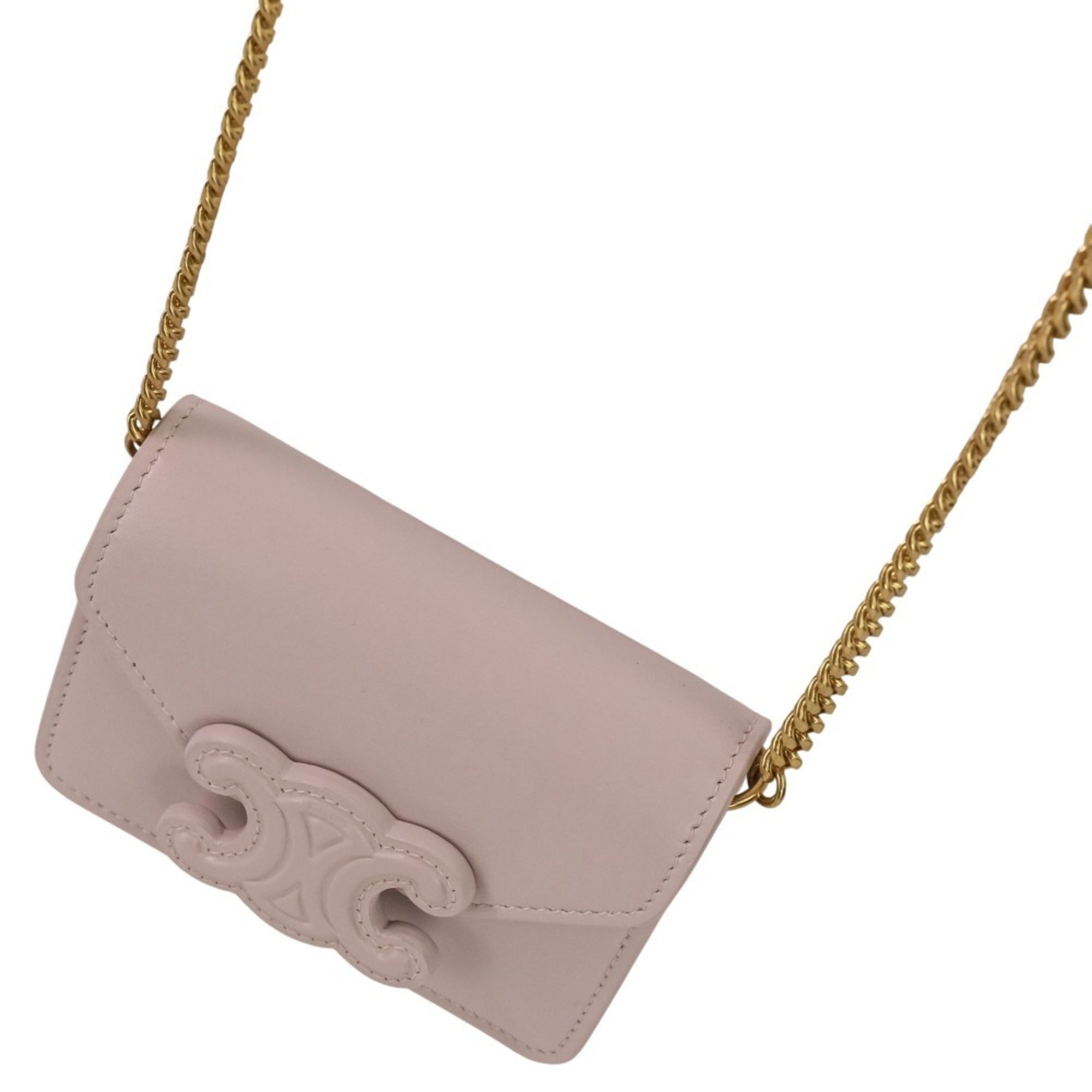 Triomphe Envelope Wallet on Chain Leather