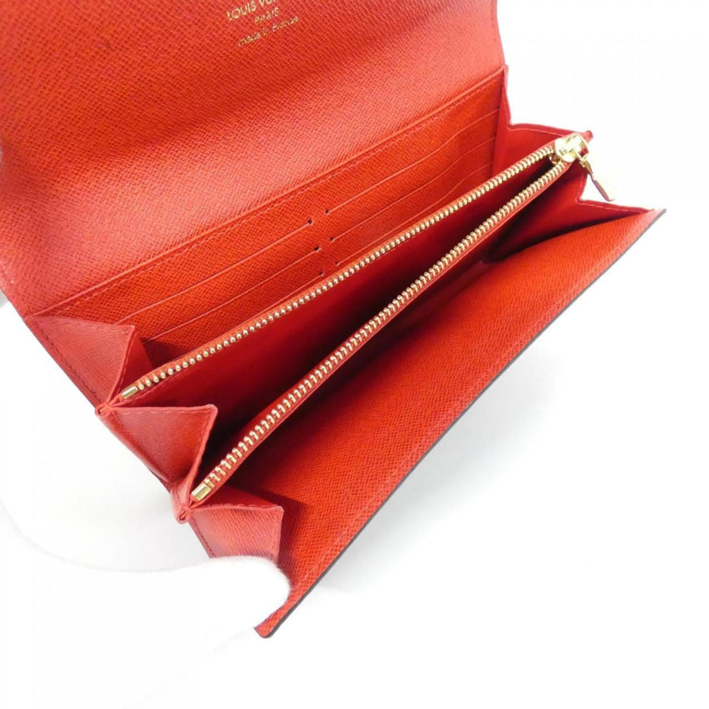 Louis Vuitton Marron Red Color Coated Canvas Long Wallet (Bi-Fold) (Pre-Owned)