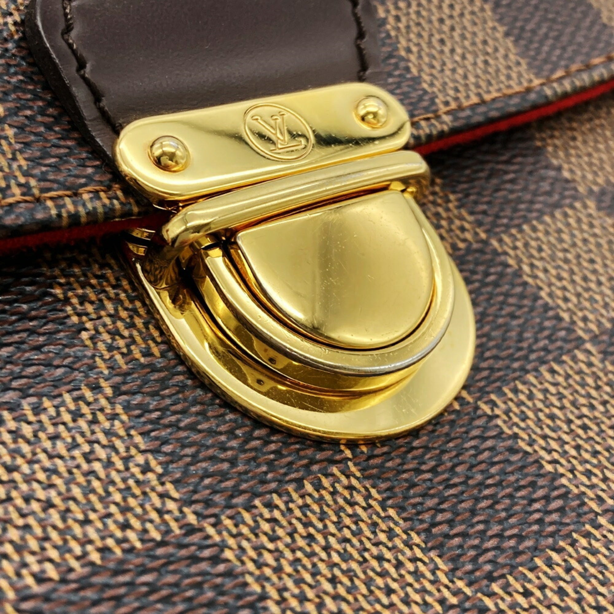 Louis Vuitton Damier Brown Damier Canvas Ebene Galle Leather Shoulder Bag (Pre-Owned)