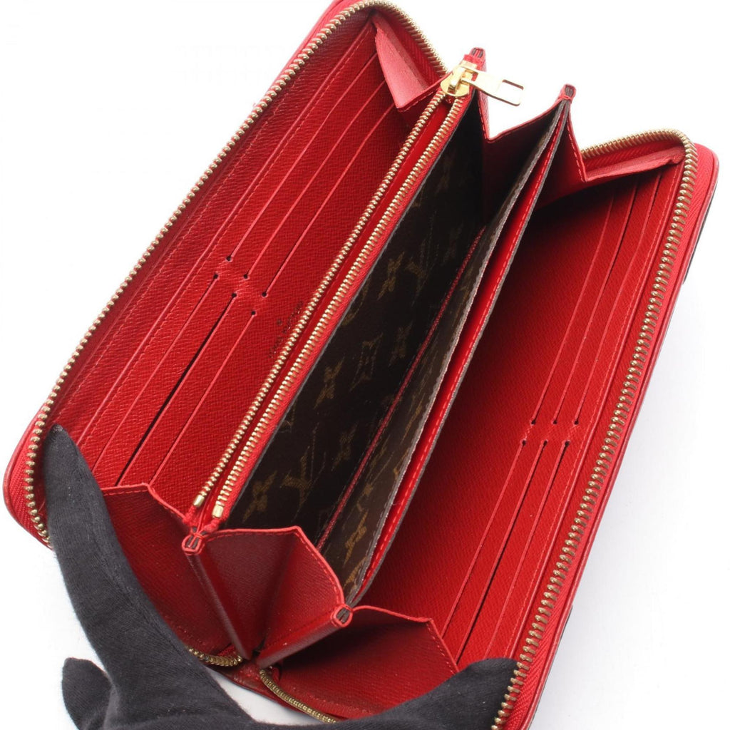 Louis Vuitton Brown Cerise Red Color Monogram Leather Coated Canvas Long Wallet (Bi-Fold) (Pre-Owned)