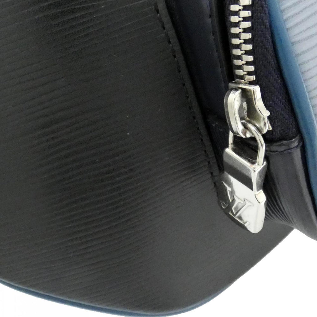 Louis Vuitton Black Blue Leather Coated Canvas Shoulder Bag (Pre-Owned)