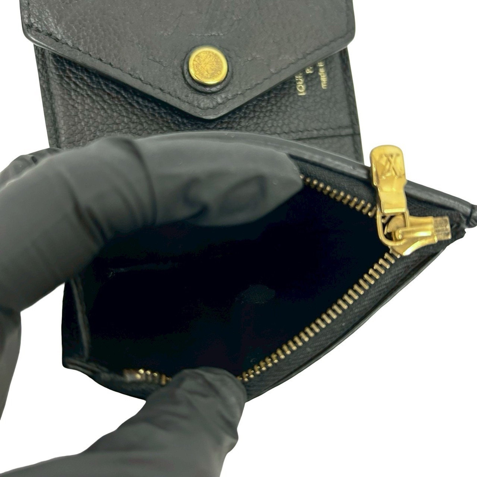 Louis Vuitton Black Leather Wallet (Tri-Fold) (Pre-Owned)