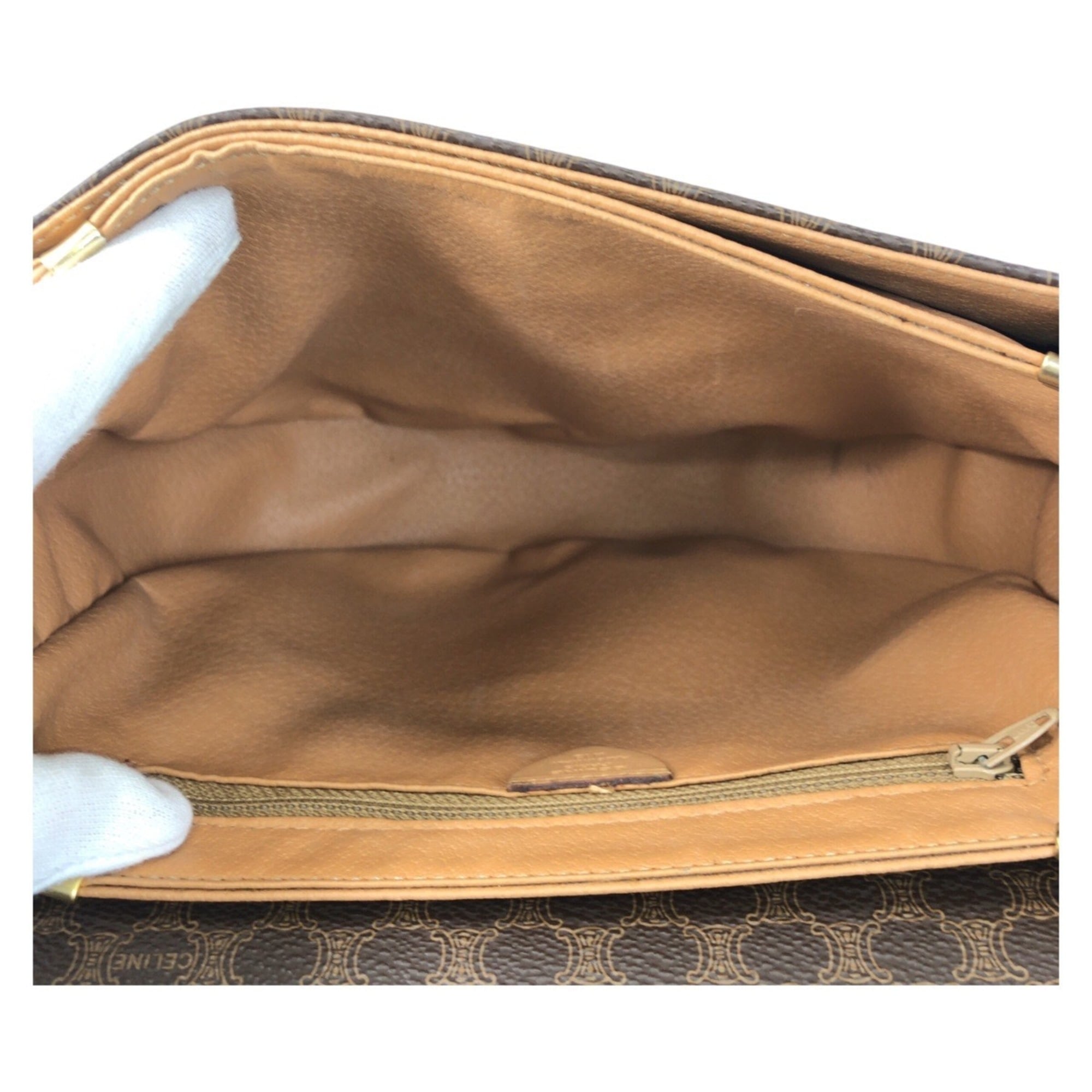 Vintage Saddle Flap Shoulder Bag Macadam Coated Canvas Small