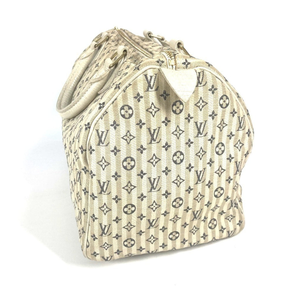 Louis Vuitton Monogram Mini Lin Navy White Monogram Mini Lin Boston Bag Handbag (Pre-Owned)