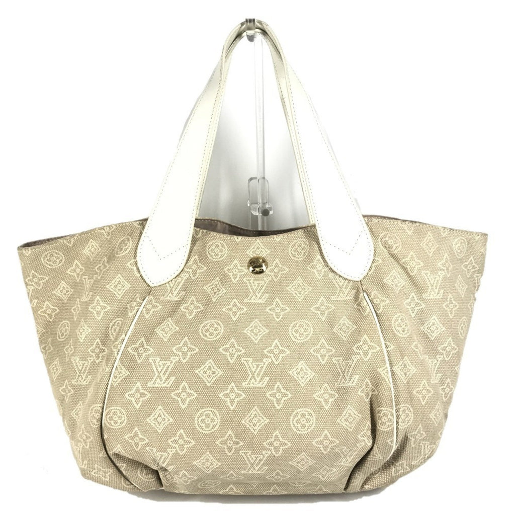 Louis Vuitton Beige White Canvas Leather Shoulder Bag Tote Bag (Pre-Owned)