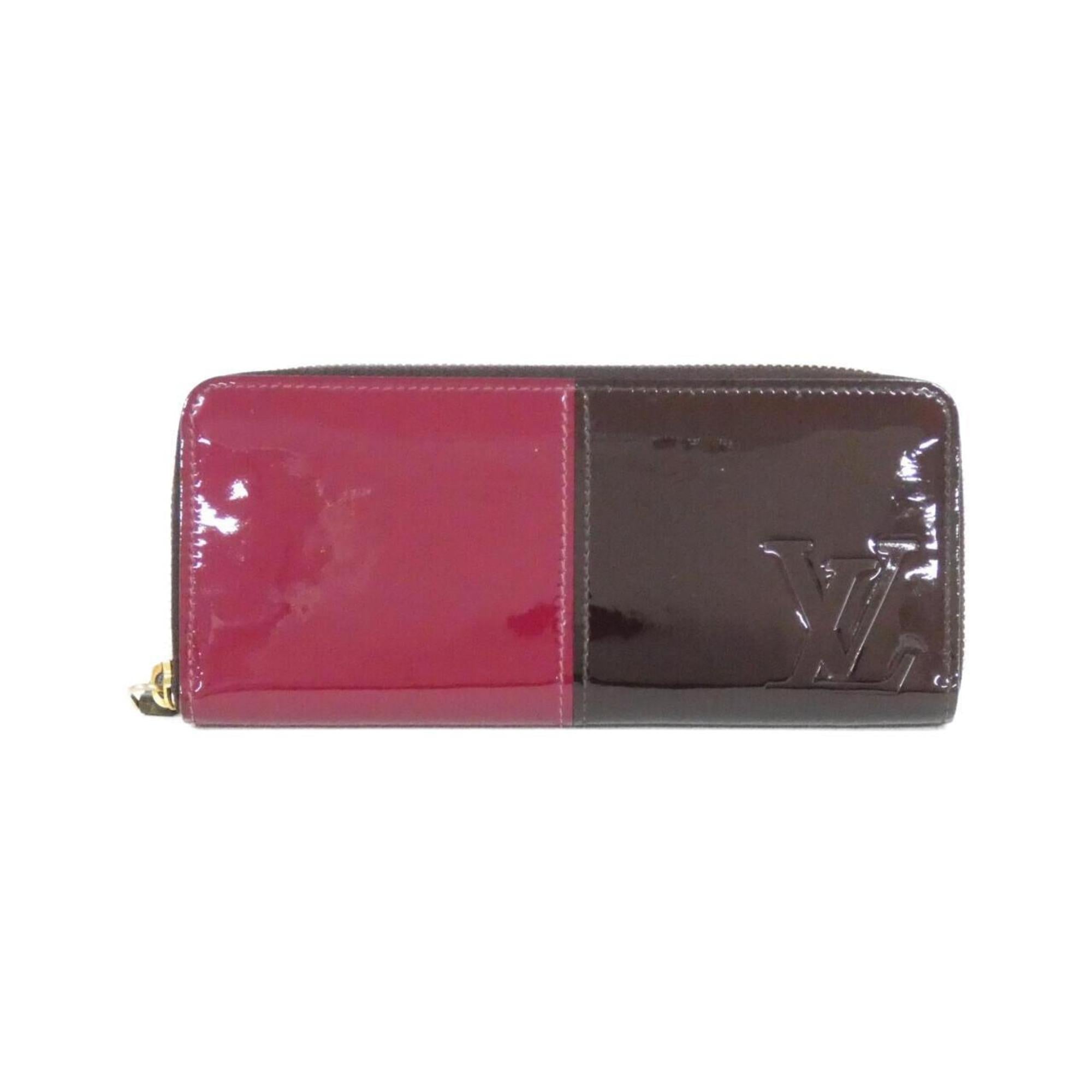 Louis Vuitton Dark Brown Magenta Pink Leather Long Wallet (Bi-Fold) (Pre-Owned)