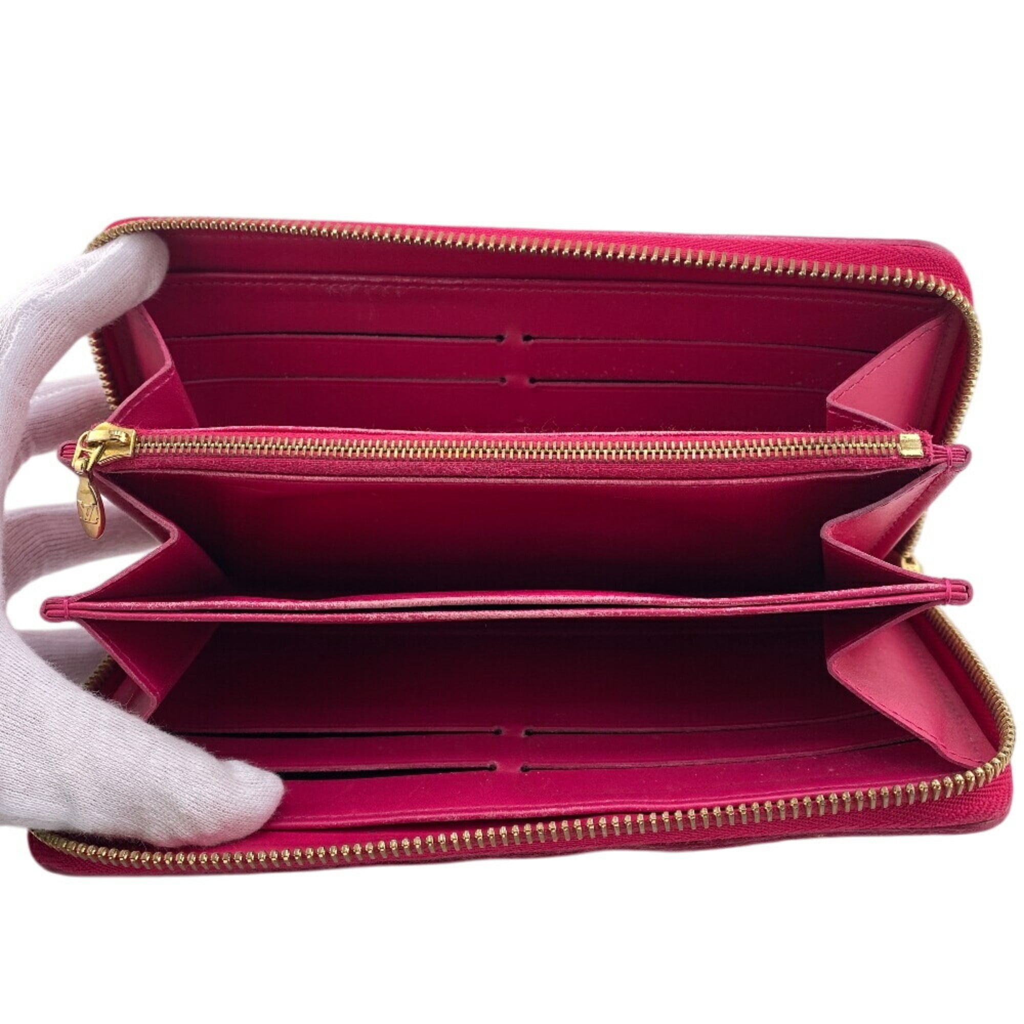 Louis Vuitton Pink Red Color Vernis Leather Long Wallet (Bi-Fold) (Pre-Owned)