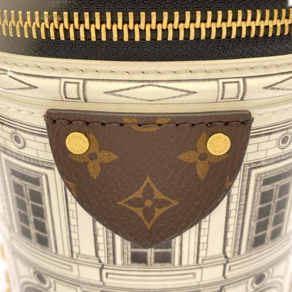 Louis Vuitton Blanc Marron Leather Coated Canvas Shoulder Bag (Pre-Owned)