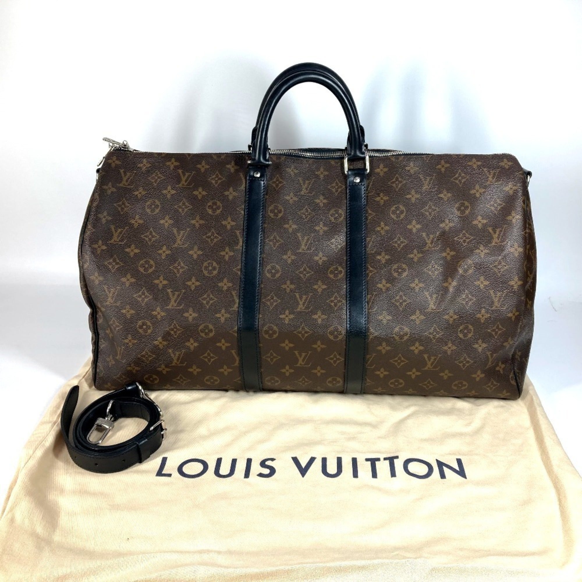 Louis Vuitton Monogram Macassar Black Brown Boston Bag Shoulder Bag (Pre-Owned)