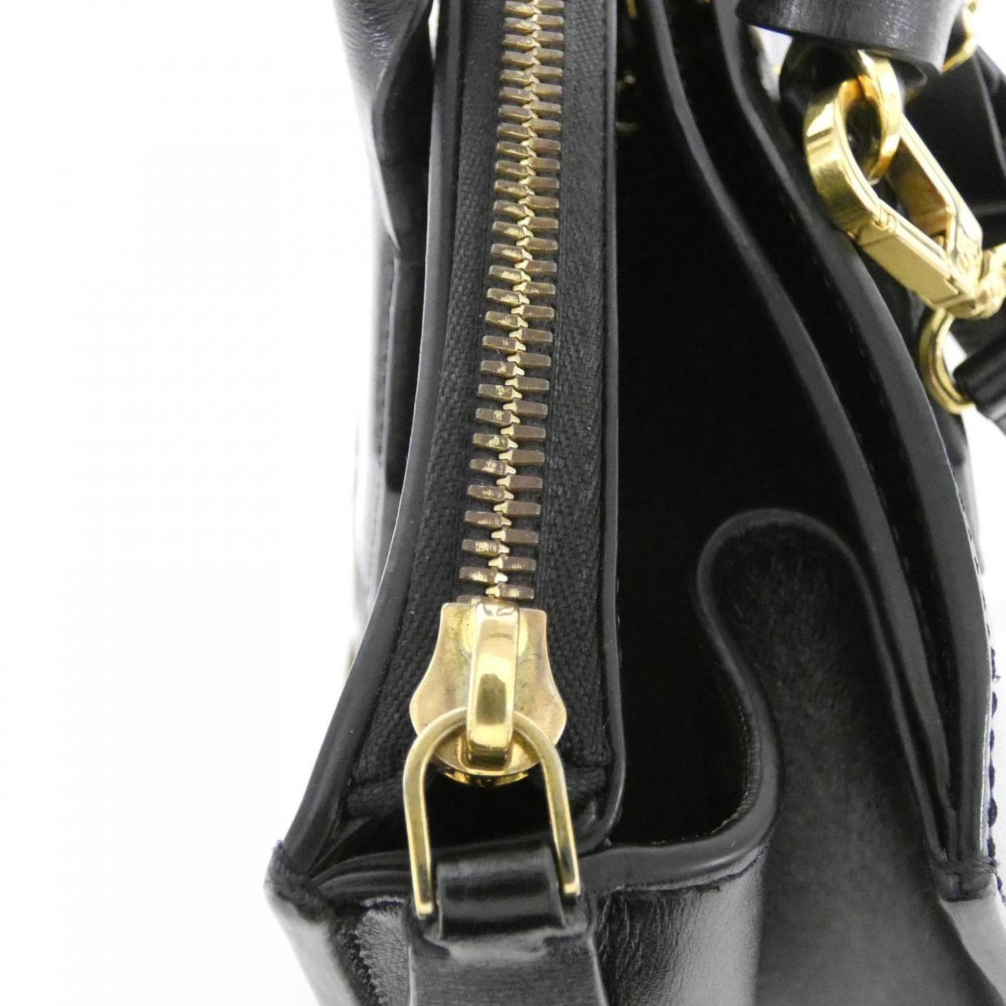 Louis Vuitton Black Coated Canvas Leather Handbag (Pre-Owned)