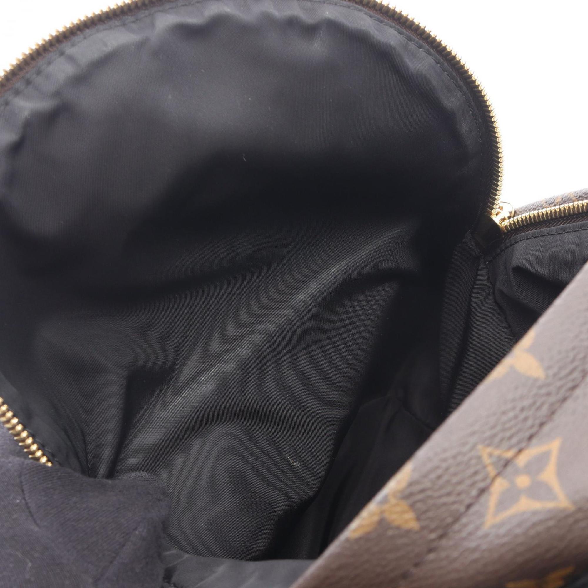 Louis Vuitton Black Brown Coated Canvas Leather Backpack (Pre-Owned)