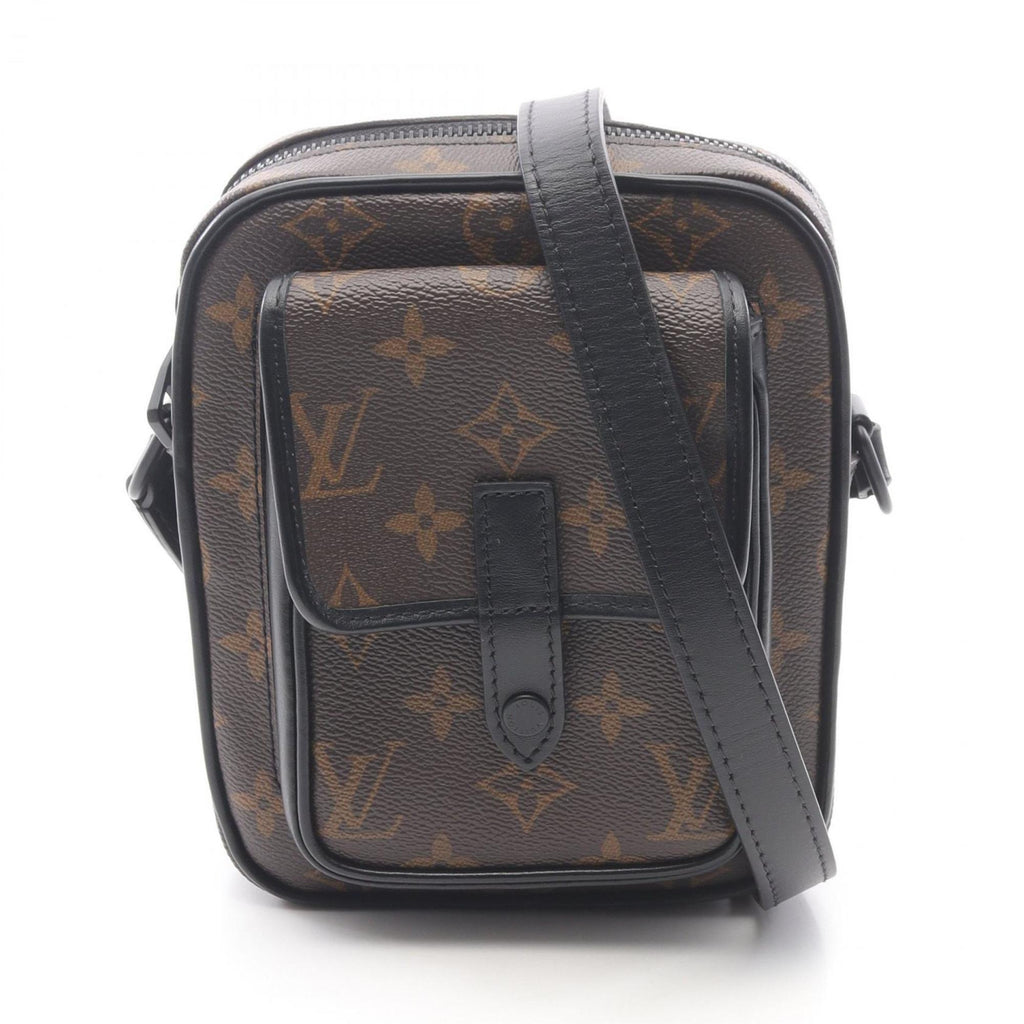 Louis Vuitton Black Brown Coated Canvas Leather Shoulder Bag (Pre-Owned)