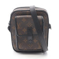Louis Vuitton Black Brown Coated Canvas Leather Shoulder Bag (Pre-Owned)
