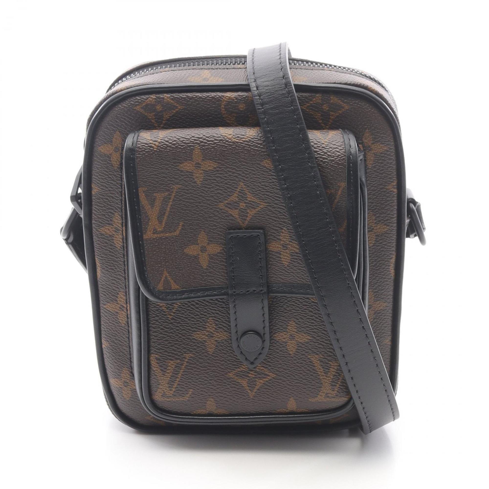 Louis Vuitton Black Brown Coated Canvas Leather Shoulder Bag (Pre-Owned)