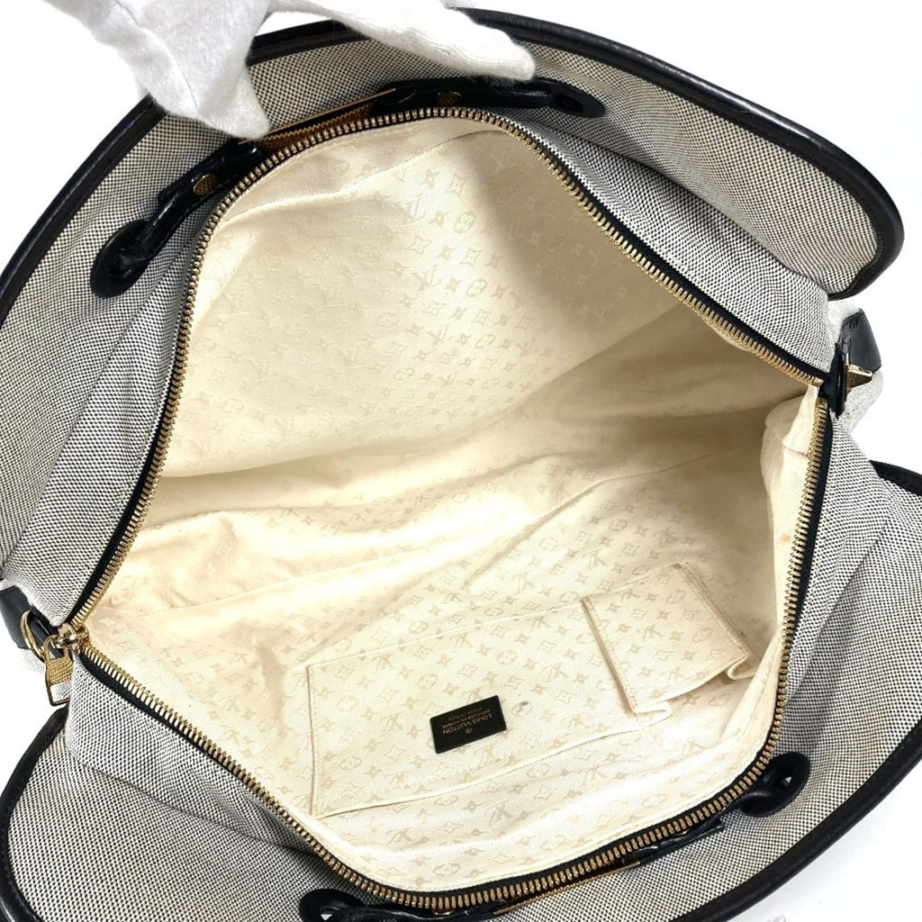 Louis Vuitton Black Galle Yellow Leather Canvas Boston Bag Shoulder Bag Tote Bag (Pre-Owned)