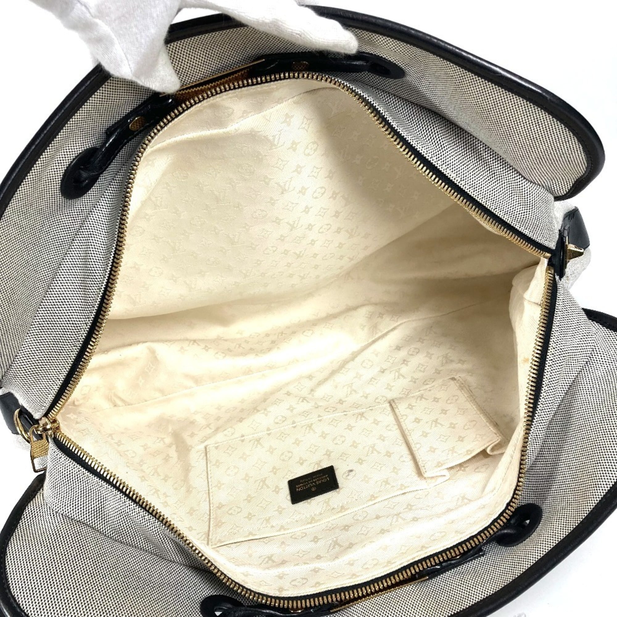 Louis Vuitton Black Galle Yellow Leather Canvas Boston Bag Shoulder Bag Tote Bag (Pre-Owned)