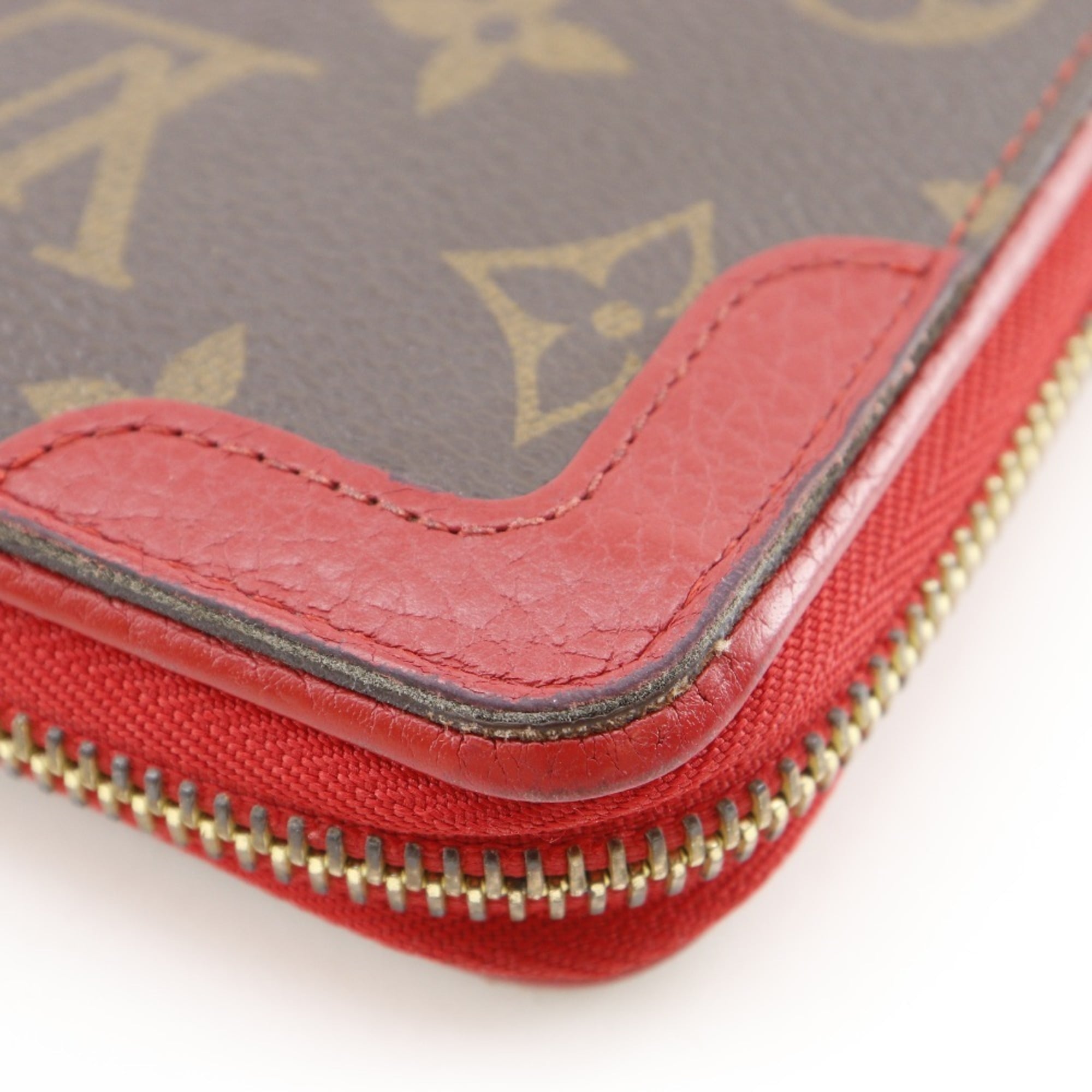 Louis Vuitton Brown Cerise Red Color Monogram Canvas Long Wallet (Bi-Fold) (Pre-Owned)