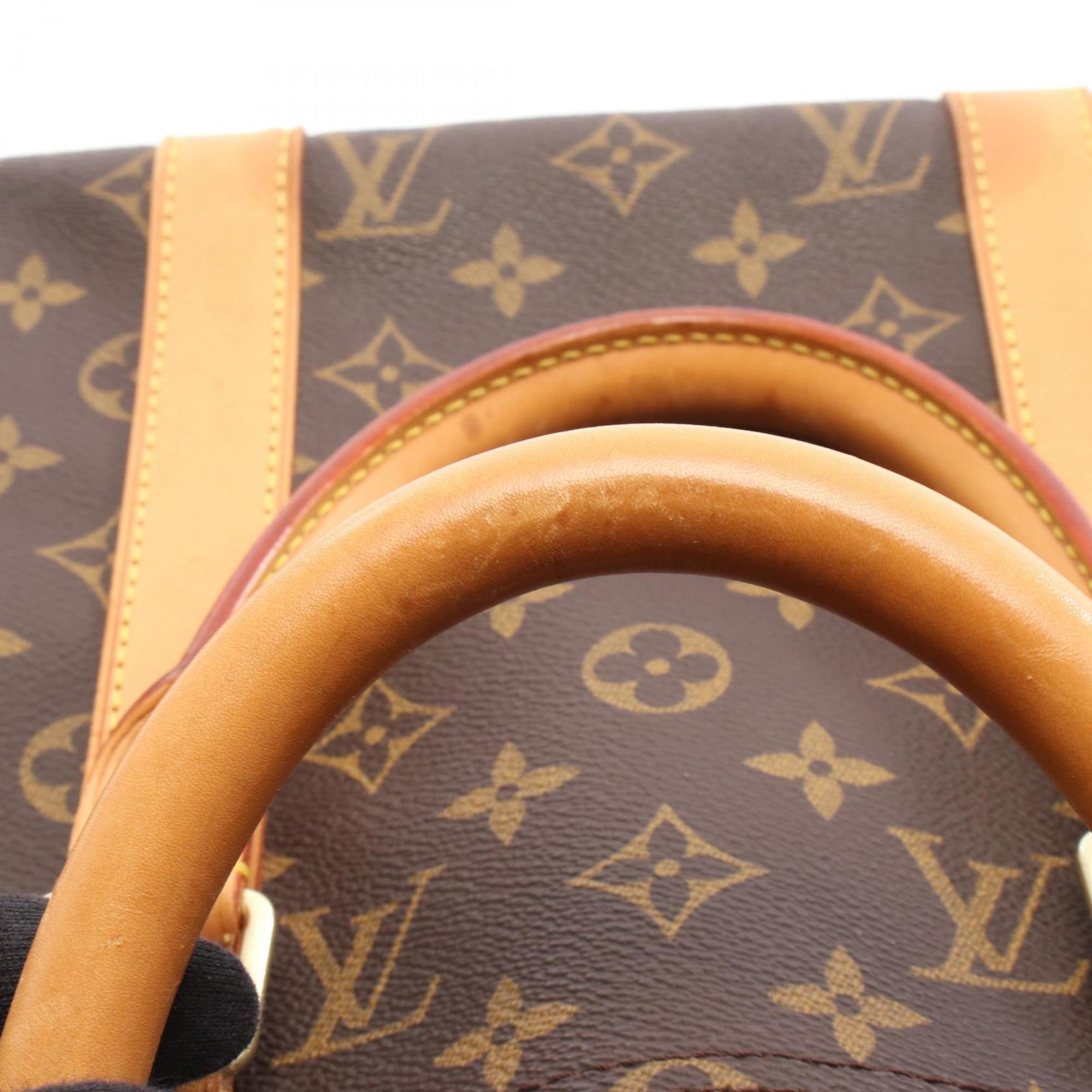 Louis Vuitton Brown Coated Canvas Leather Boston Bag (Pre-Owned)