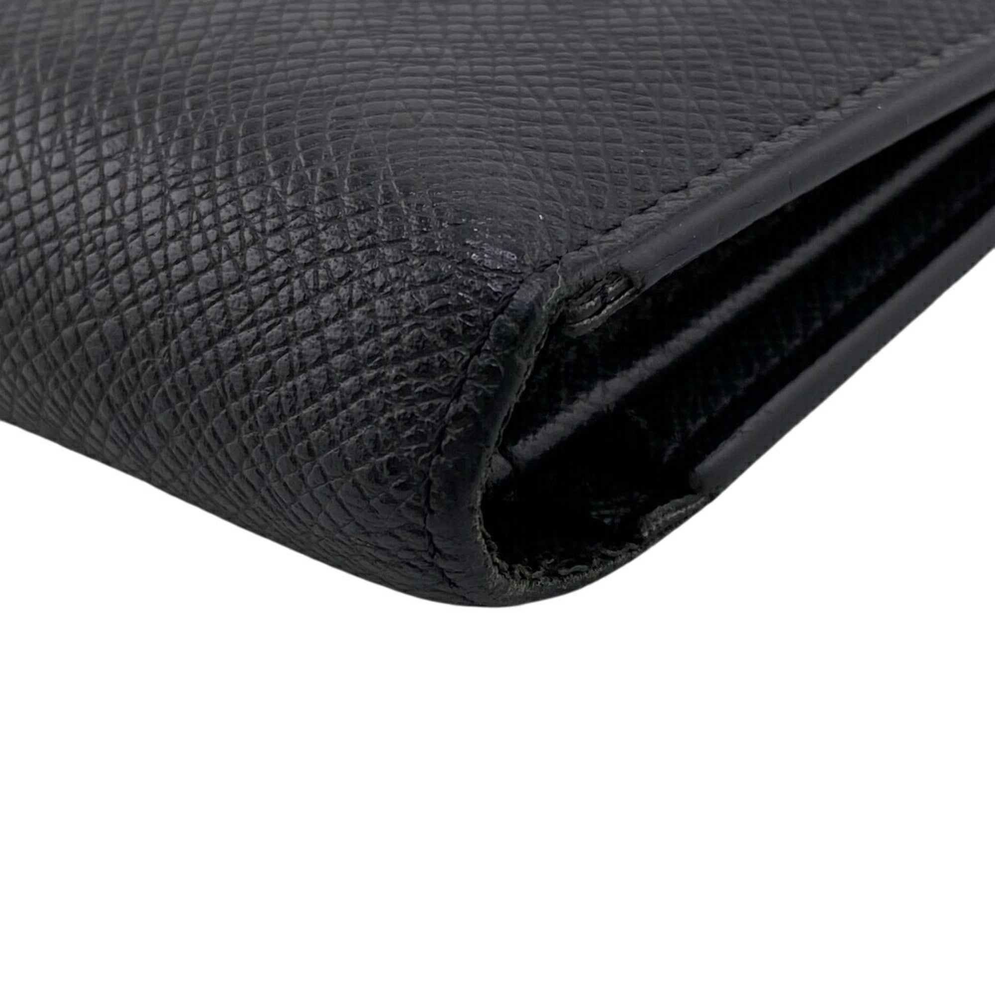 Louis Vuitton Black Noir Leather Long Wallet (Bi-Fold) (Pre-Owned)