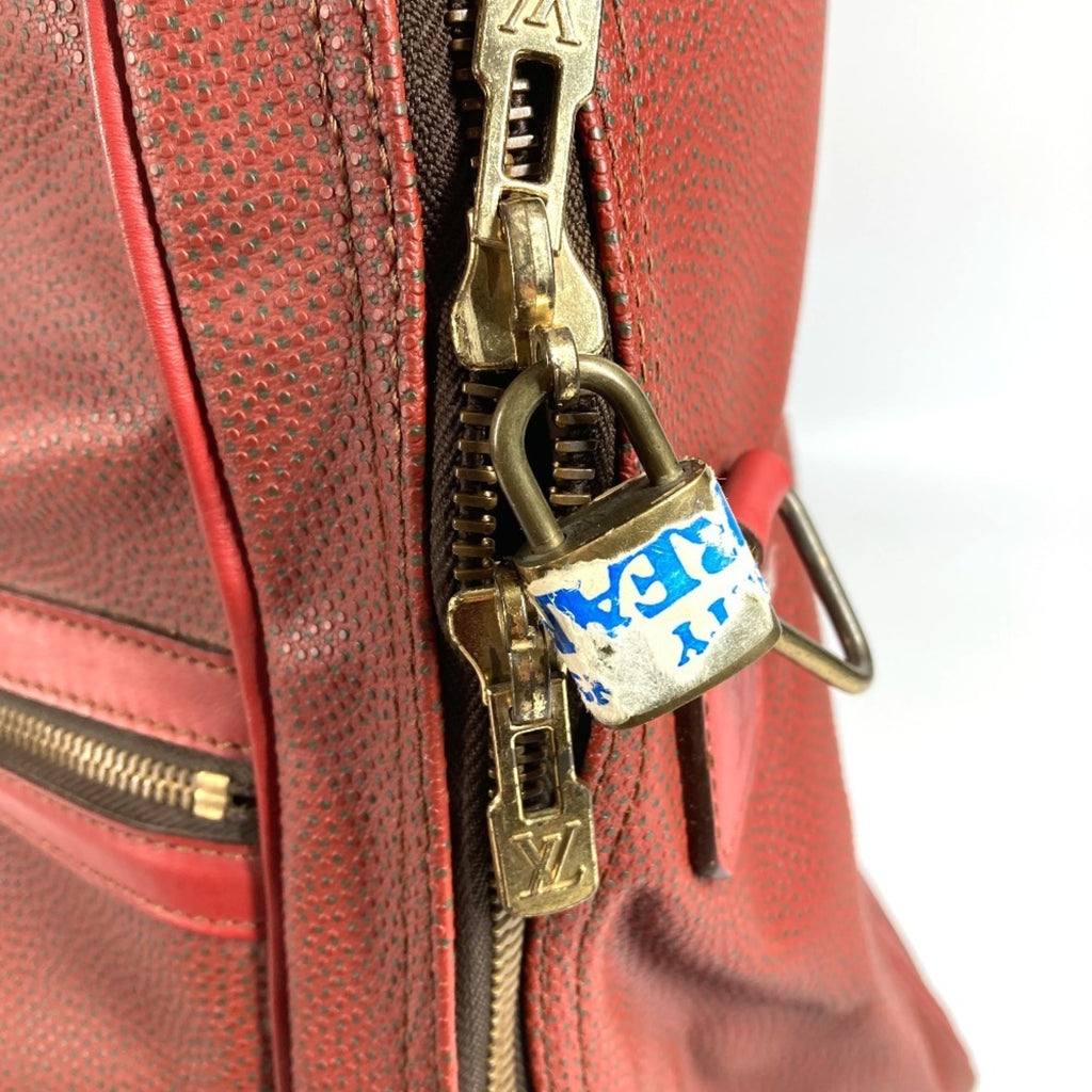 Louis Vuitton Red Color Leather Boston Bag Handbag Shoulder Bag (Pre-Owned)