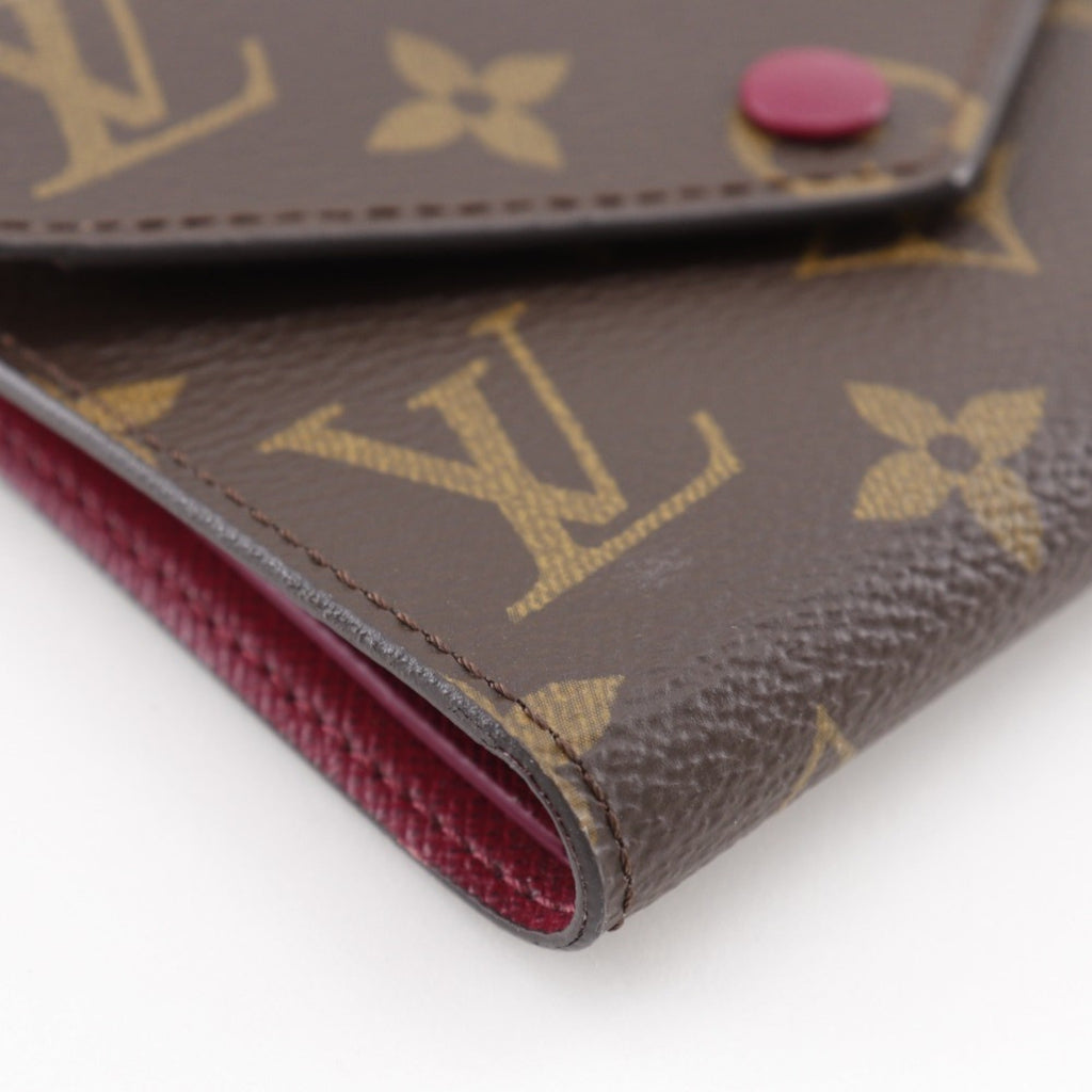 Louis Vuitton Brown Fuchsia Monogram Canvas Wallet (Tri-Fold) (Pre-Owned)