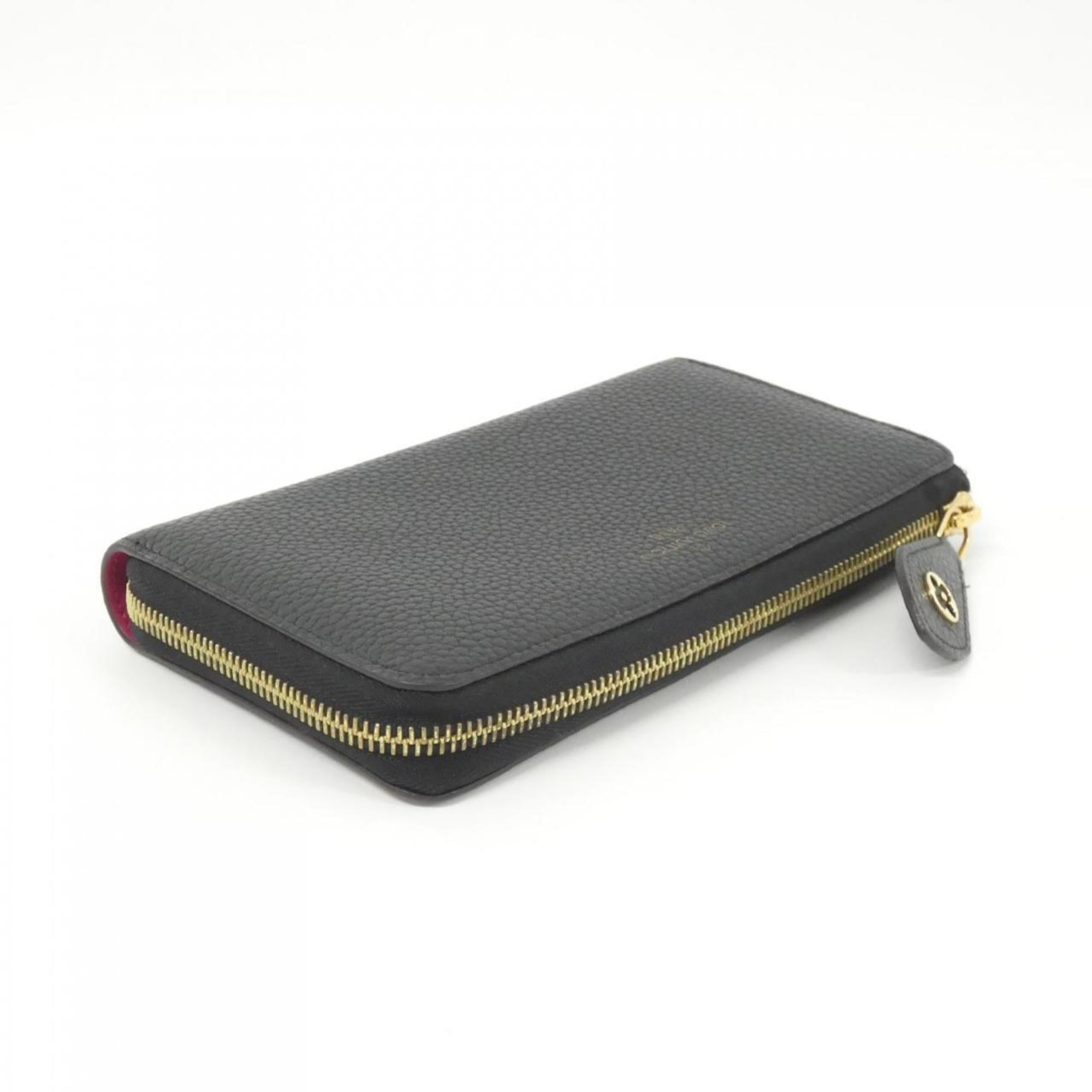 Louis Vuitton Black Leather Long Wallet (Bi-Fold) (Pre-Owned)