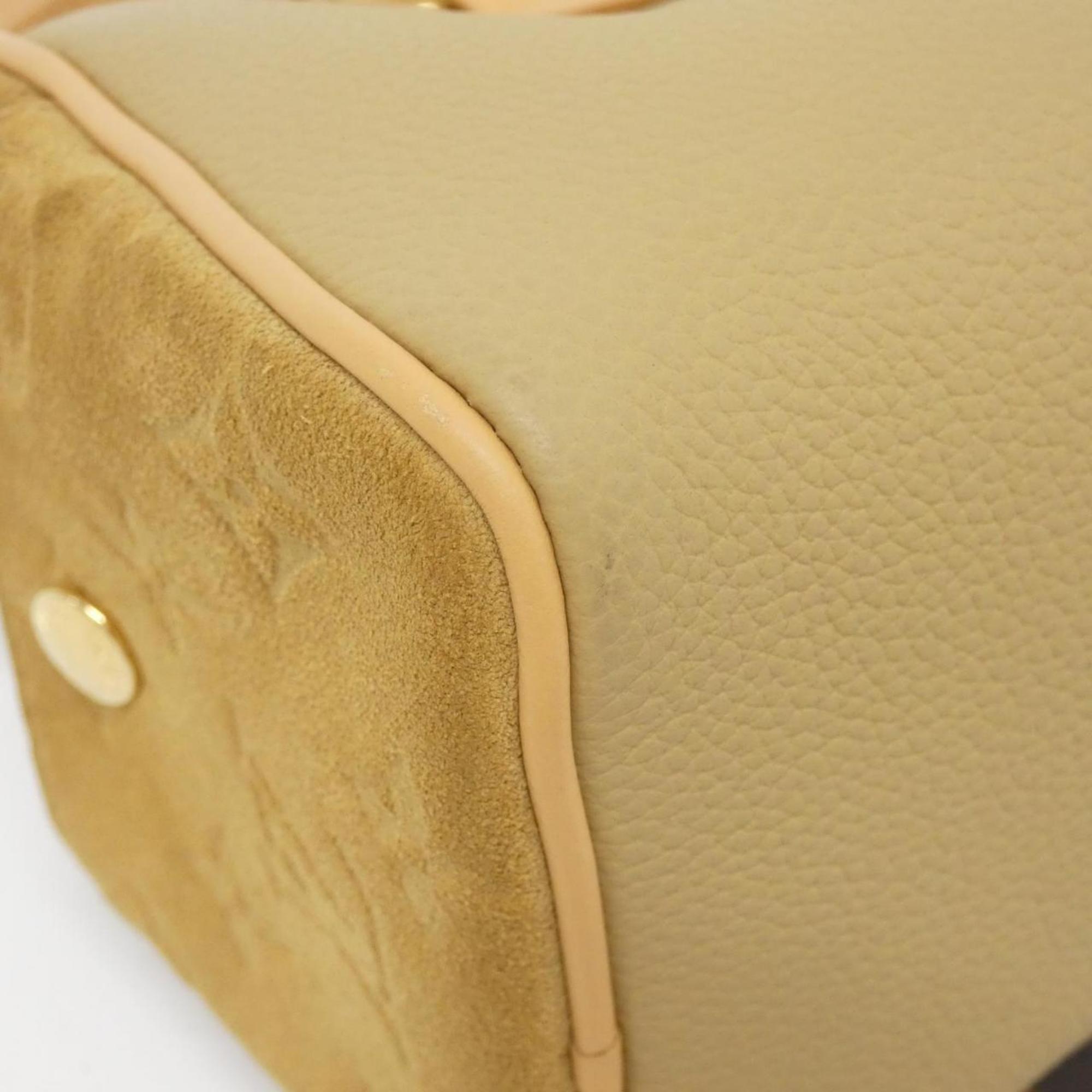 Louis Vuitton Beige Coated Canvas Leather Boston Bag (Pre-Owned)